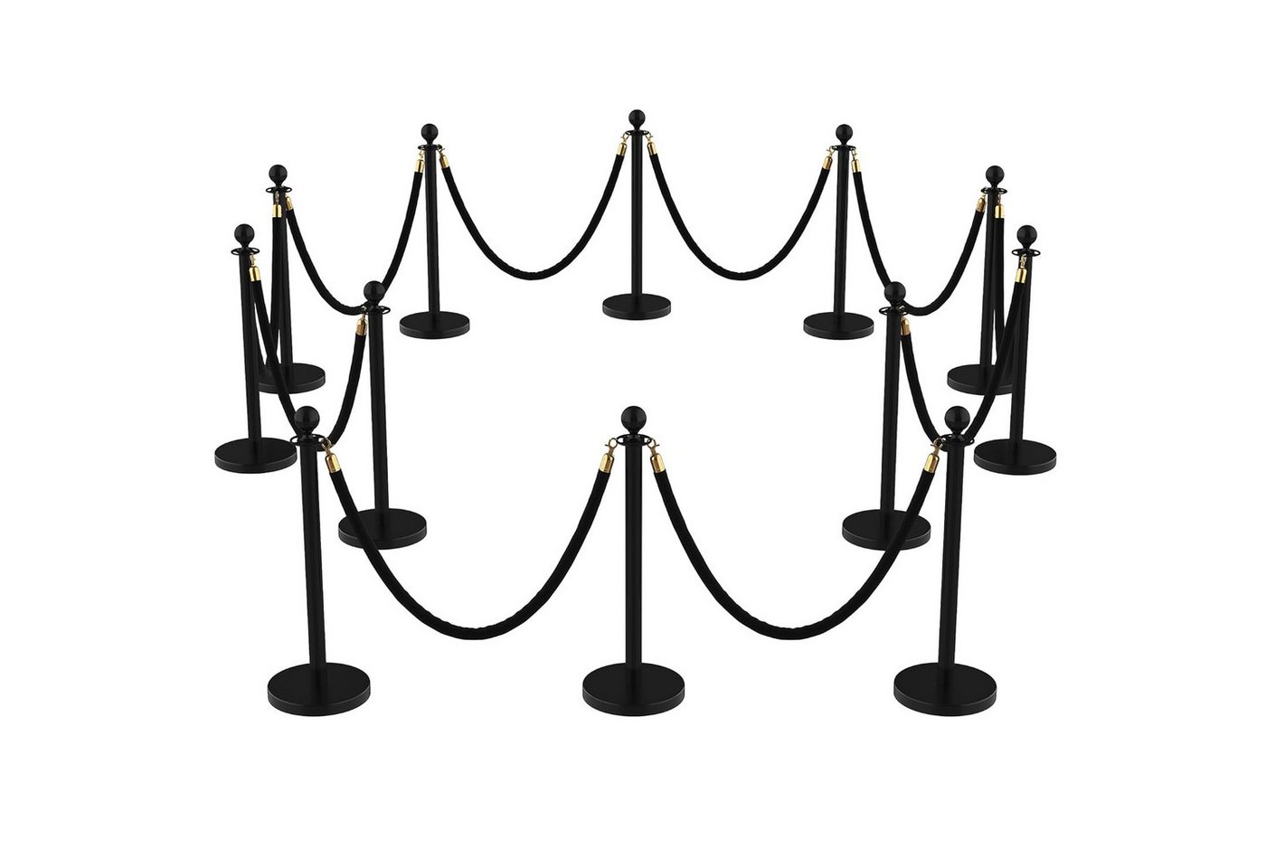 GarveeMore Absperrpfosten Stanchions und Samtseile Schwarze Stanchions Rückzugsgürtel