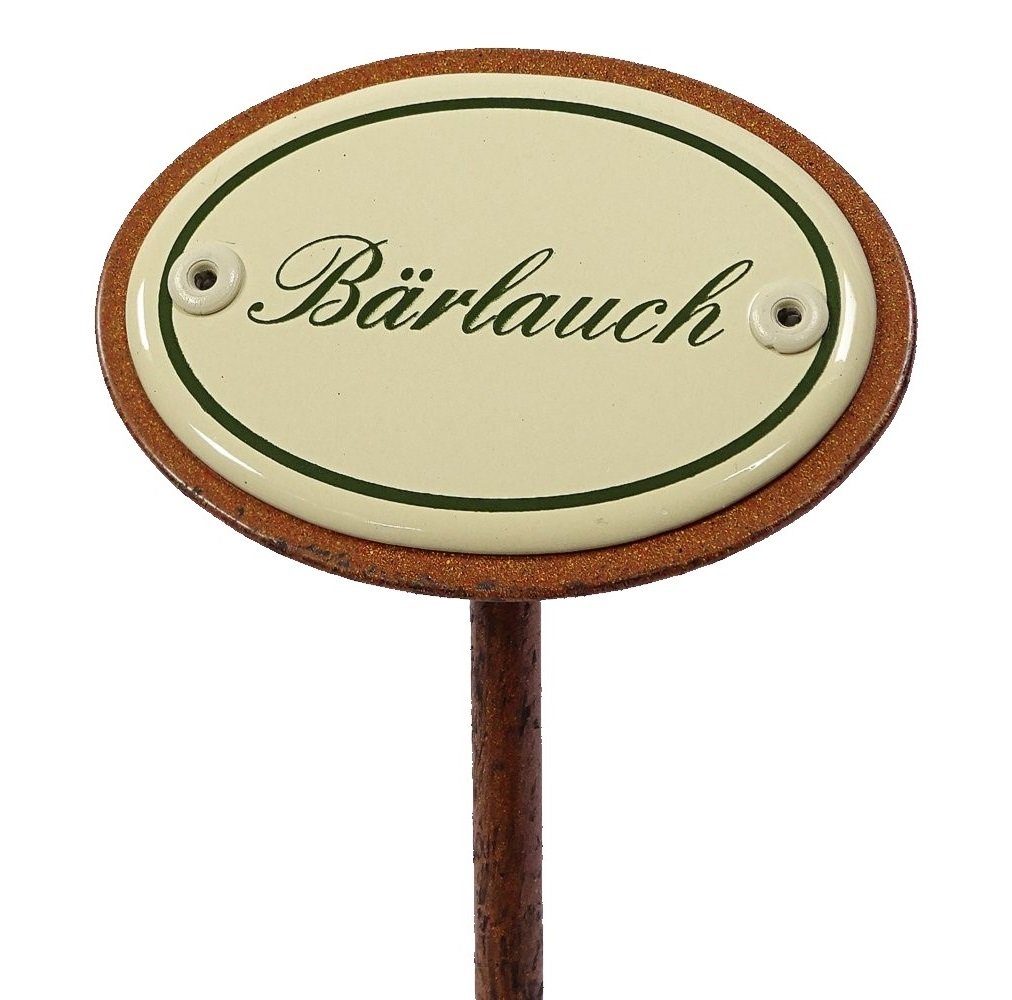 Emaille Linoows Bärlauch, aus Kräuterschild Gartenstecker (1x) Garten "Bärlauch" Kräuterstecker Pflanzenschild Beetstecker, Gartenstecker