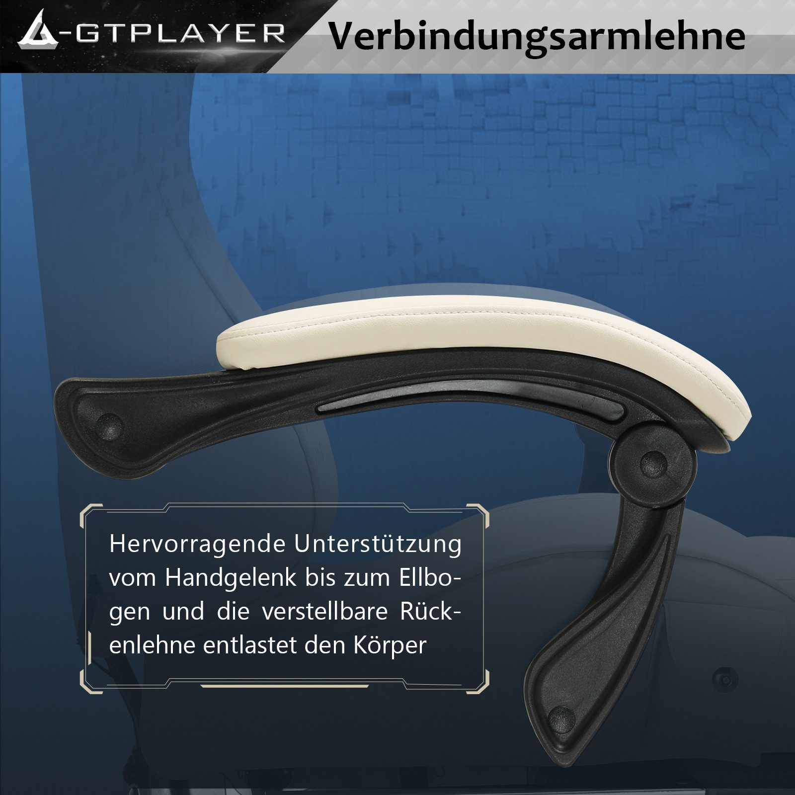 GTPLAYER Gaming-Stuhl ergonomischer Bürostuhl mit HIFI Stereo Lautsprecher, Verbindungsarmlehen beeindrukende Klang-atmosphäre – Bild 4 von 5