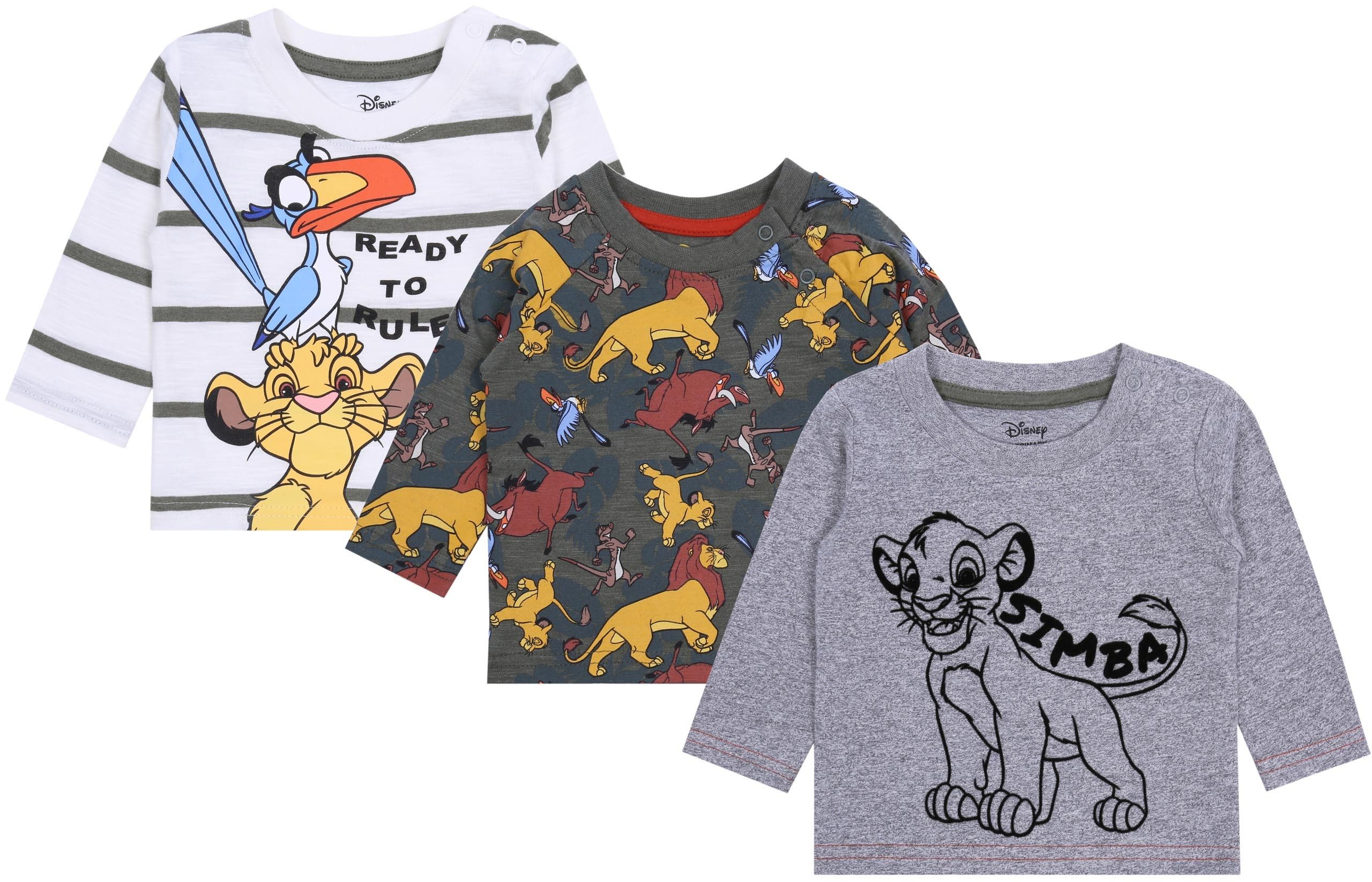 Disney Langarmbluse 3x Sweatshirt mit langen Ärmel König der Löwen DISNEY 0-3 Monate