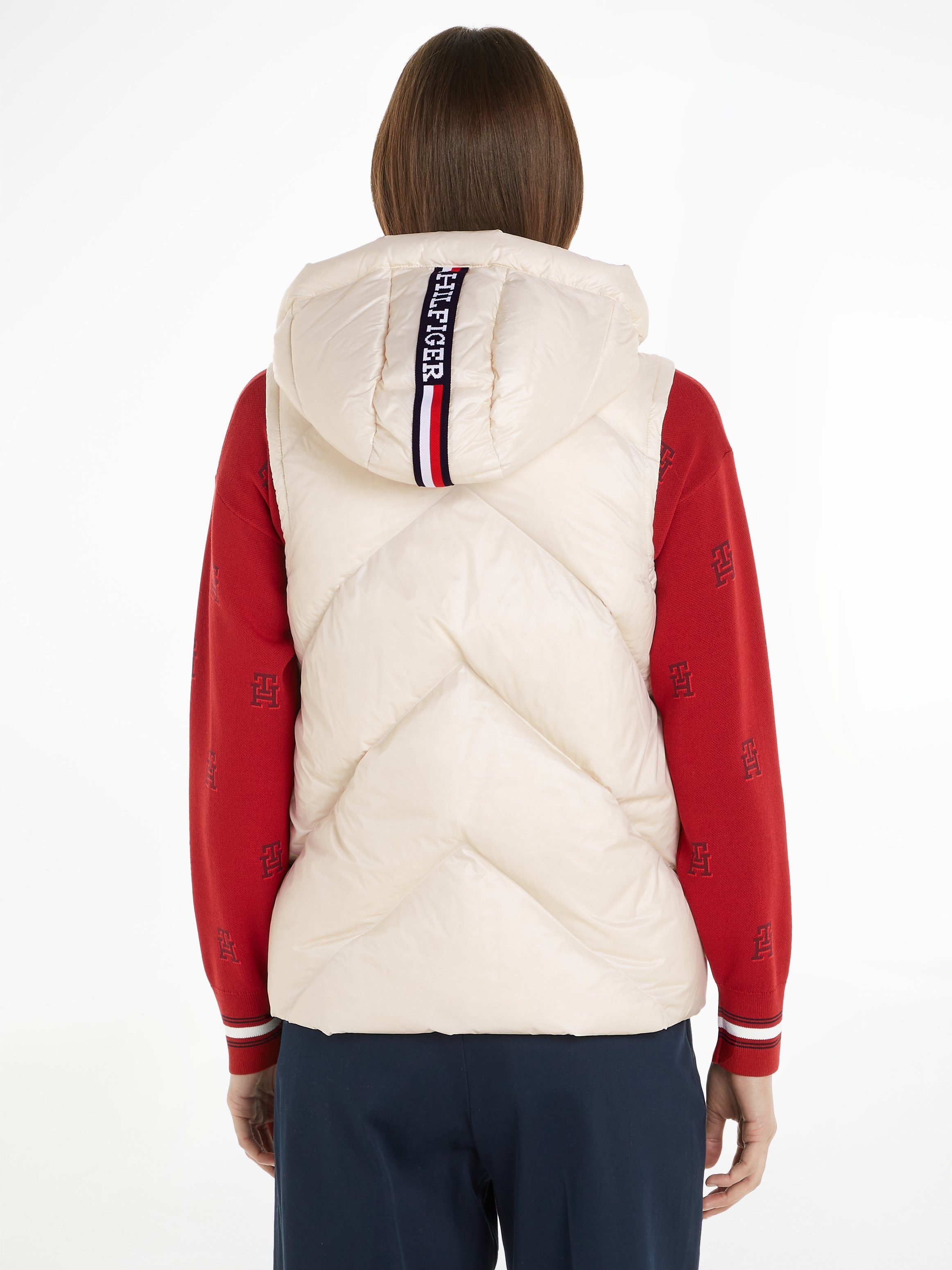 Hilfiger mit Logostickerei Tommy Daunenweste beige