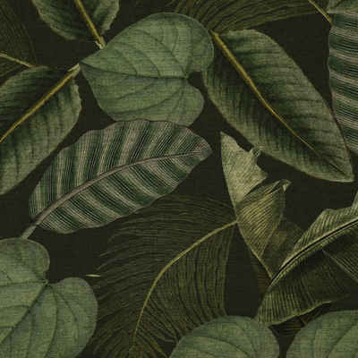 Stoff Outdoorstoff Dralon Botanic Leaf Detailed Blätter Exotik grün 1,40m, abwaschbar