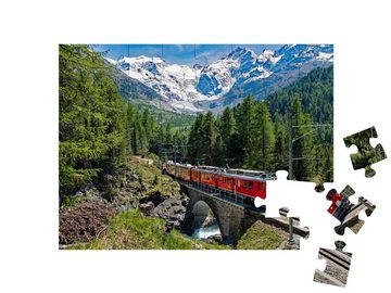 puzzleYOU Puzzle Bernina Express, Schweiz, 48 Puzzleteile, puzzleYOU-Kollektionen Lokomotive
