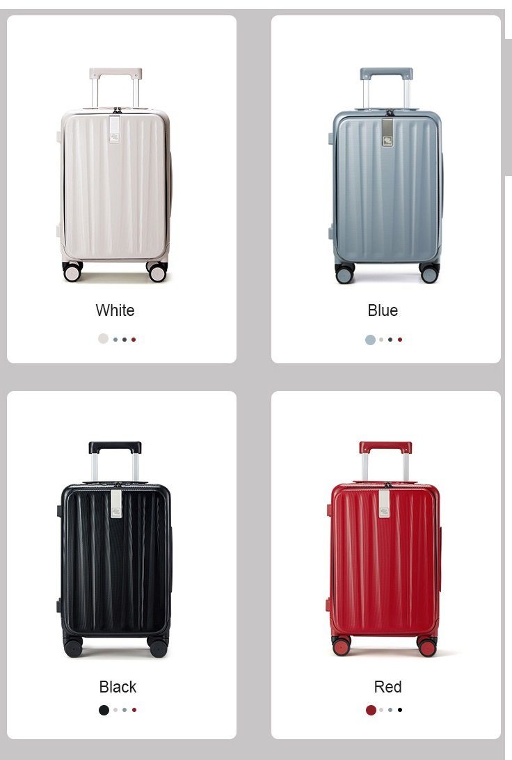 Hanke Laptopfach, Polycarbonat, Handgepäckkoffer mit rot TSA Premium Hartschalen-Trolley
