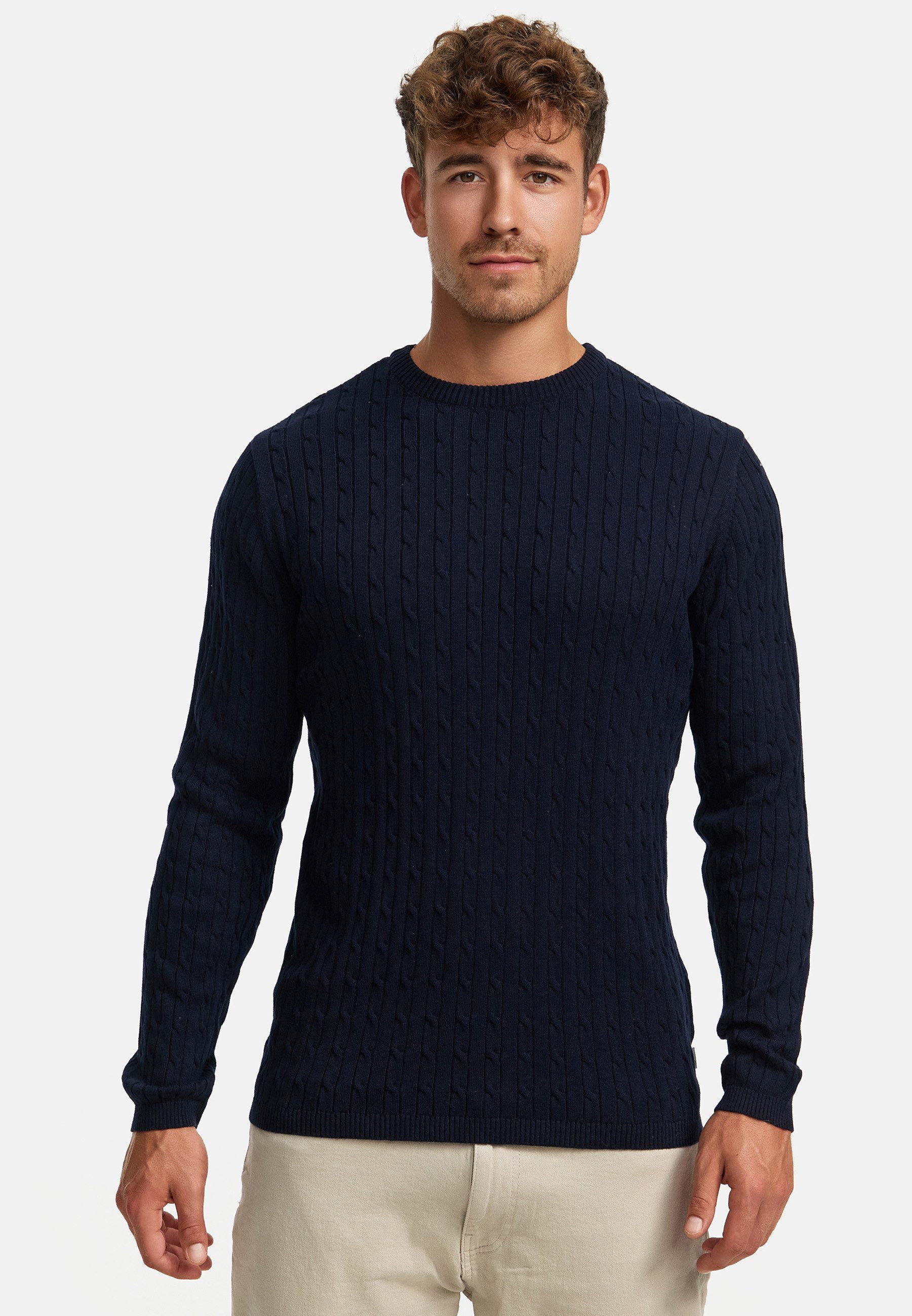 Kronstadt Strickpullover KSCable Feinstrickpullover mit Rundhalsausschnitt günstig online kaufen