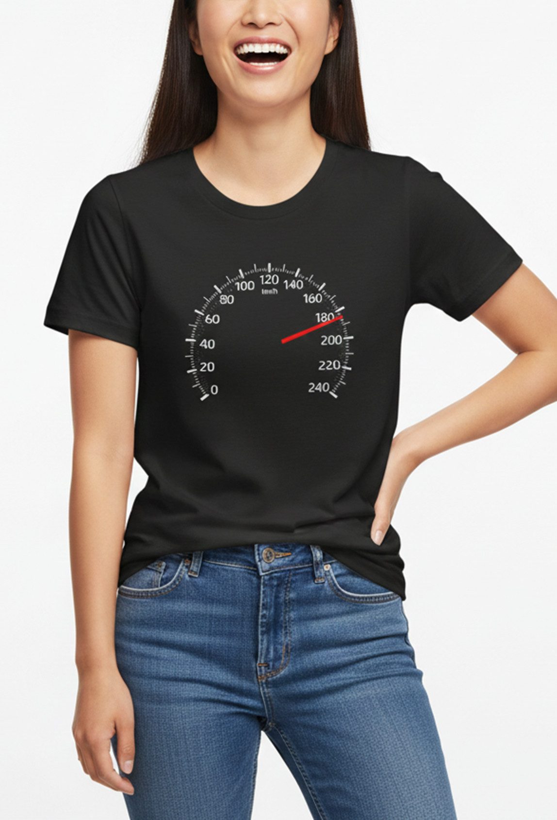 MAKAYA Print-Shirt Damen Top mit Tacho Motiv – Lustiges Geschenk für Autofa günstig online kaufen