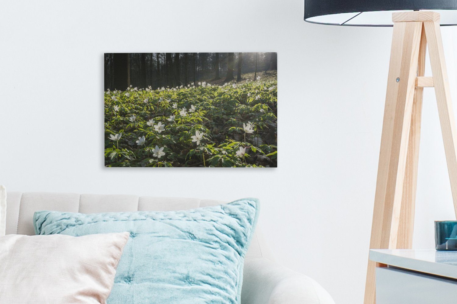 OneMillionCanvasses® Frühling Aufhängefertig, (1 Wald, - 30x20 cm Wanddeko, St), Wandbild Leinwandbilder, Blumen Leinwandbild -