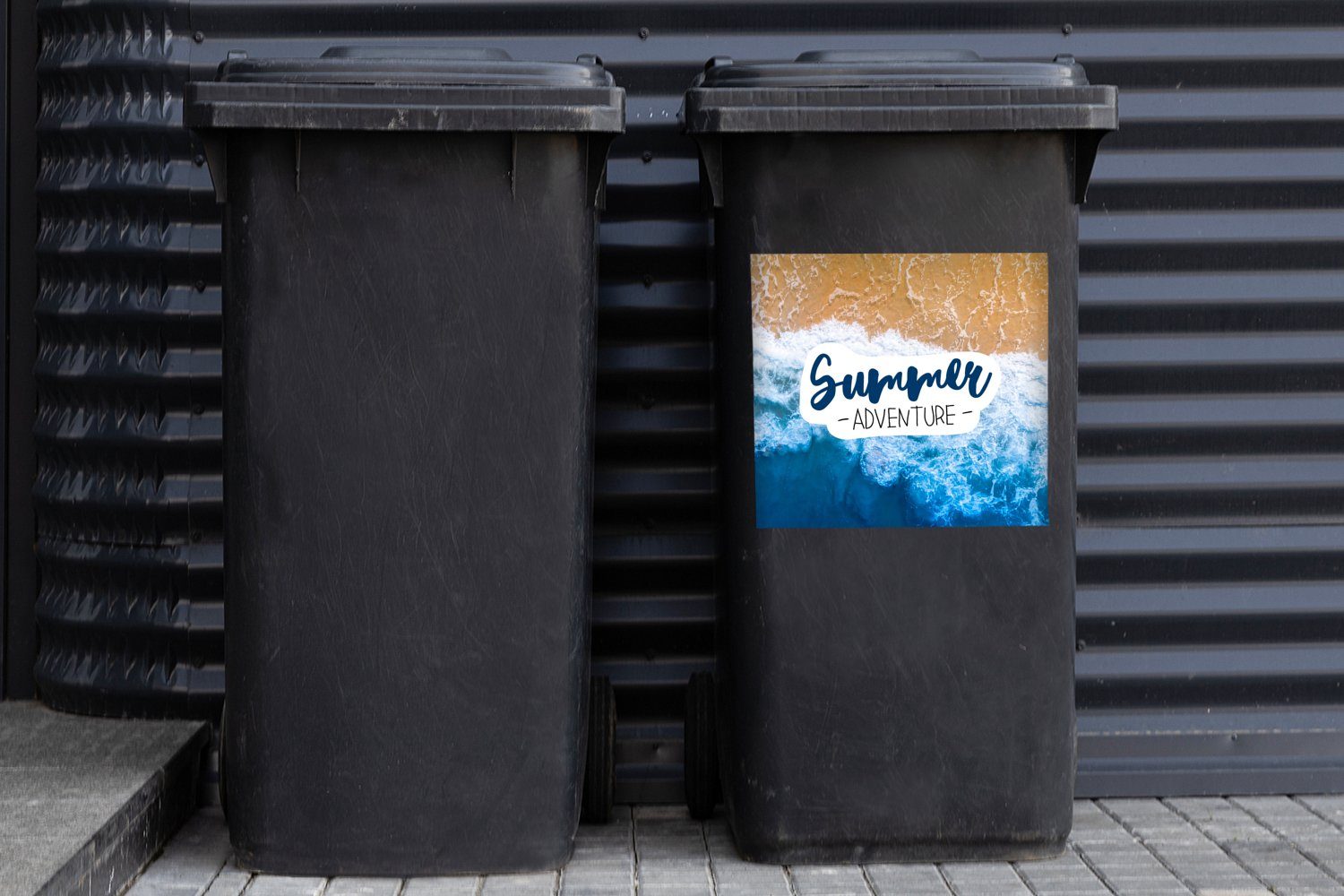 Strand Abfalbehälter MuchoWow Wandsticker Mülleimer-aufkleber, - - Zitate Container, Sticker, Mülltonne, (1 St), Meer