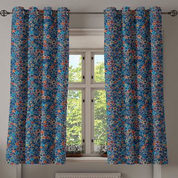 Gardine Dekorative 2-Panel-Fenstervorhänge für Schlafzimmer Wohnzimmer, Abakuhaus, Sterne Abstrakte Sterne auf Blau