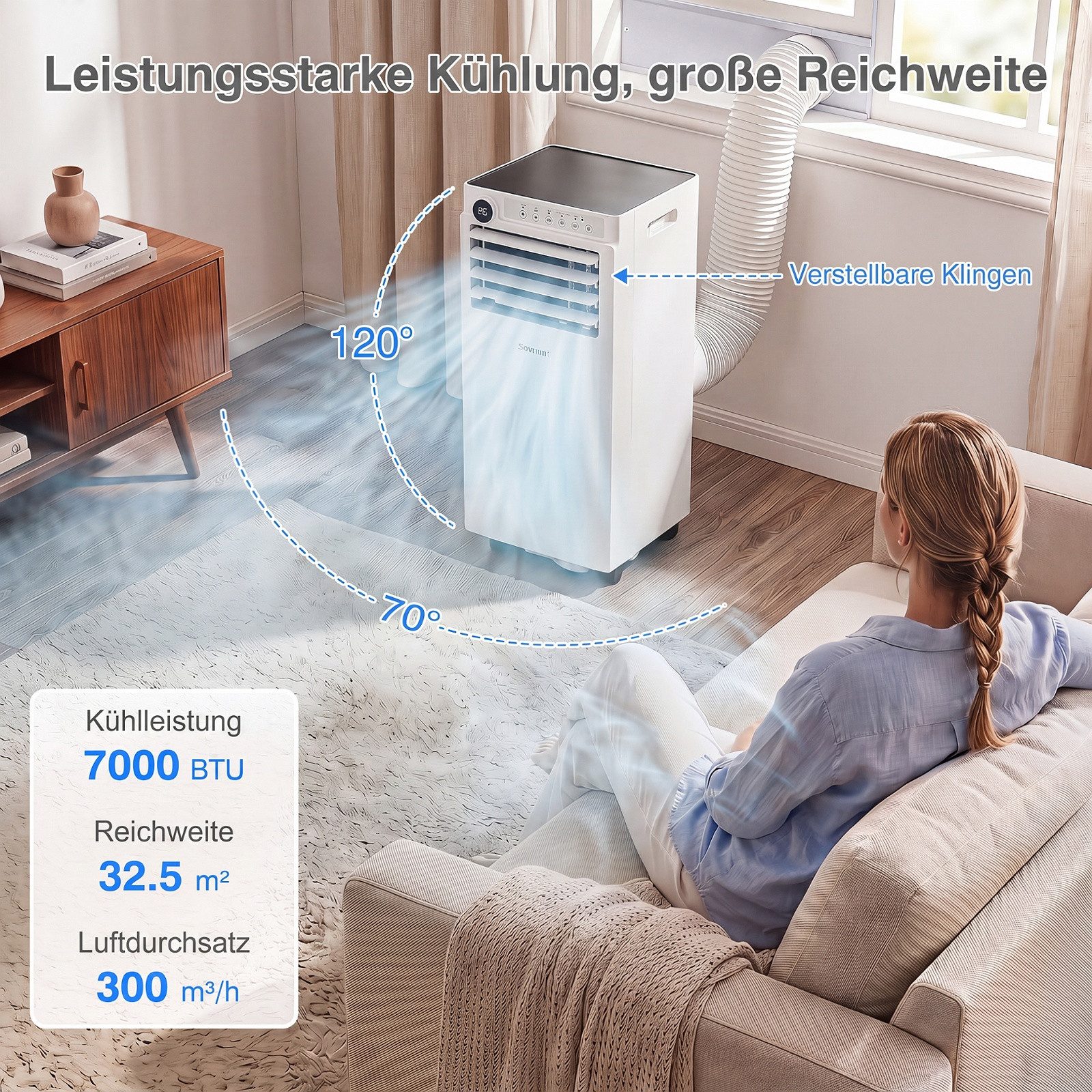 COSTWAY 3-in-1-Klimagerät, 7000BTU Klimaanlage mit Abluftschlauch