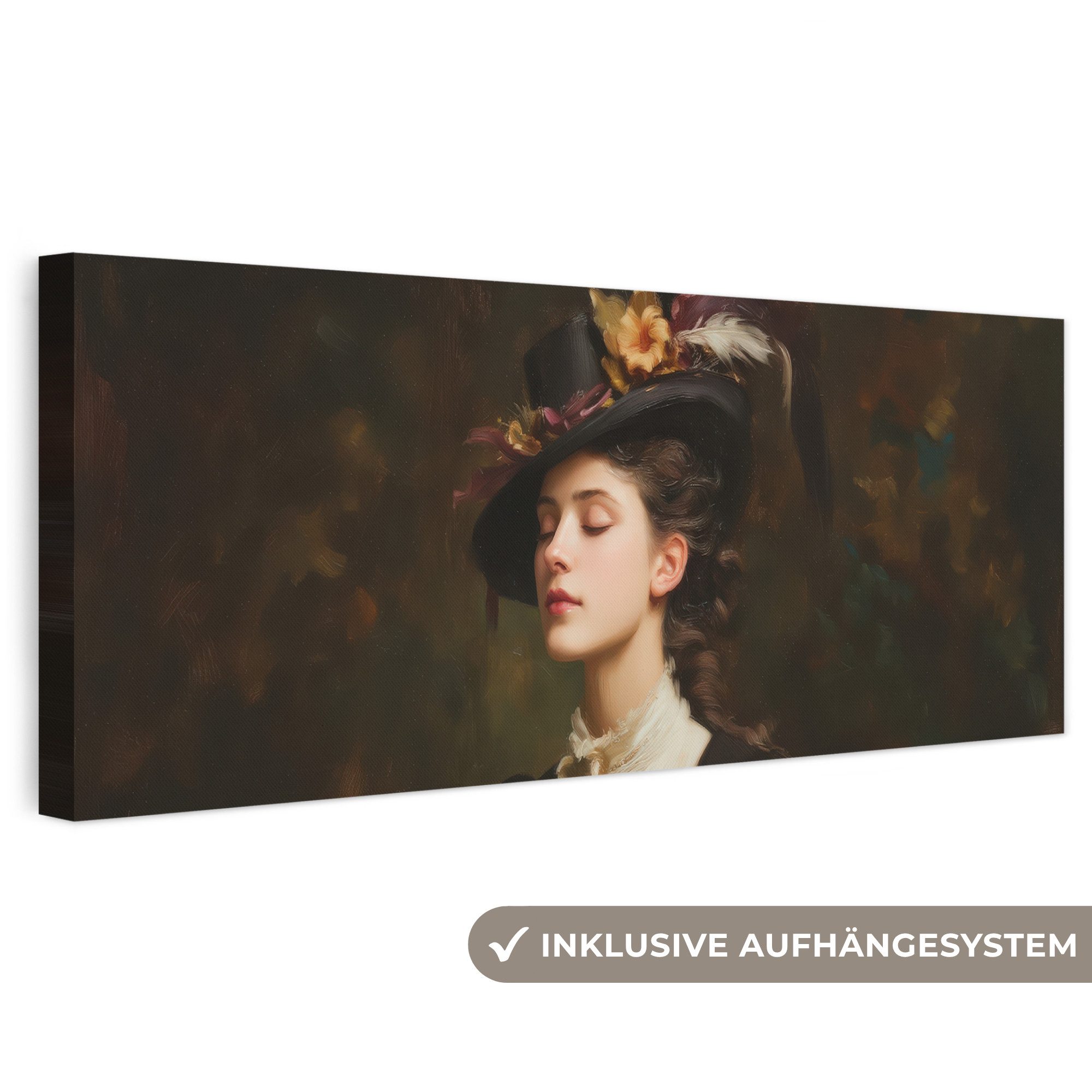 OneMillionCanvasses® Leinwandbild Panorama Frau - Viktorianisch - Porträt, Fotodruck (1 St), Wandbild, Deko Schlafzimmer Wohnzimmer Flur 60x20 cm