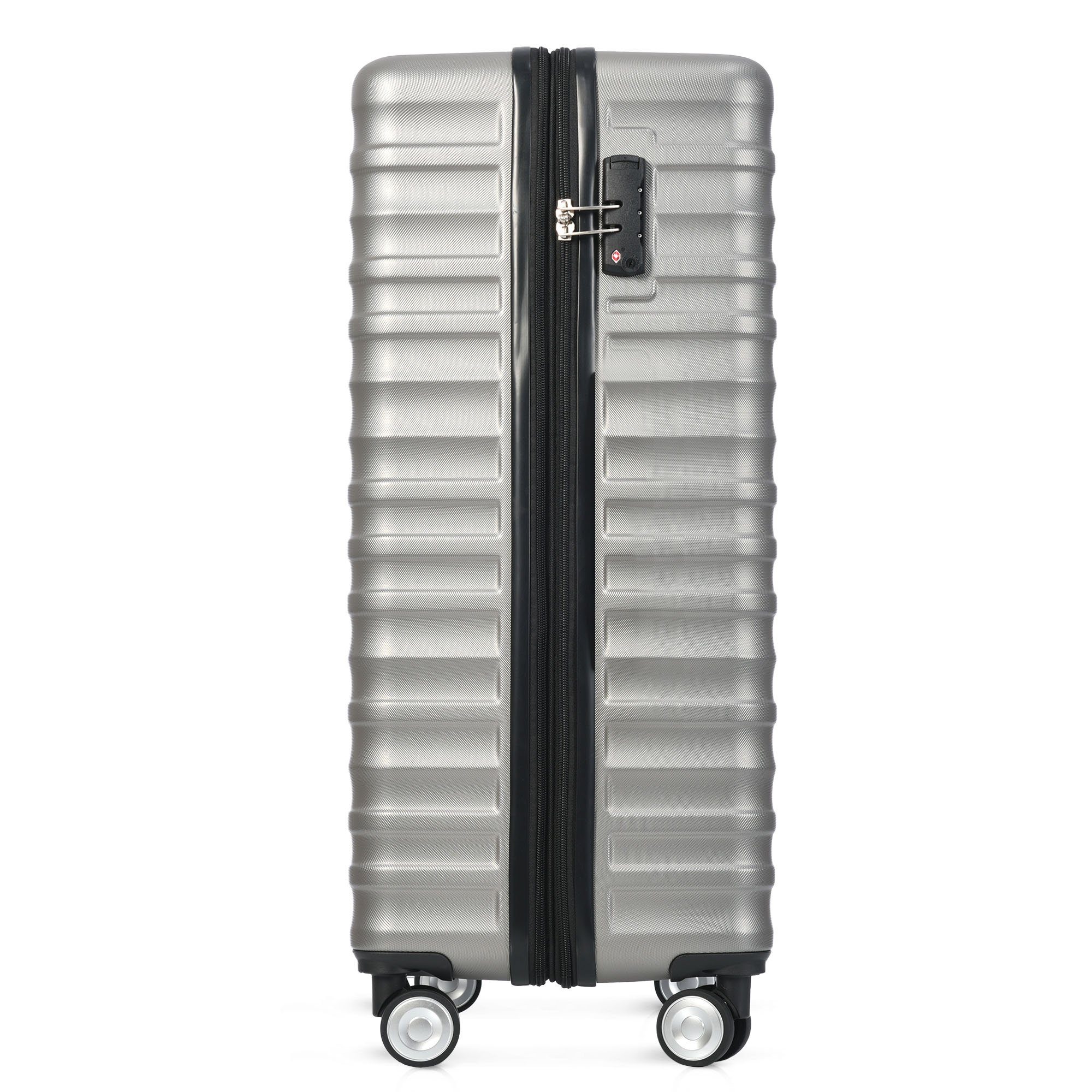 Merax M ABS Hartschalenkoffer, aus 4 Reisekoffer, Gepäck, Check-in mit Hartschalen-Trolley Doppelrollen, Grau und TSA-Zahlenschloss
