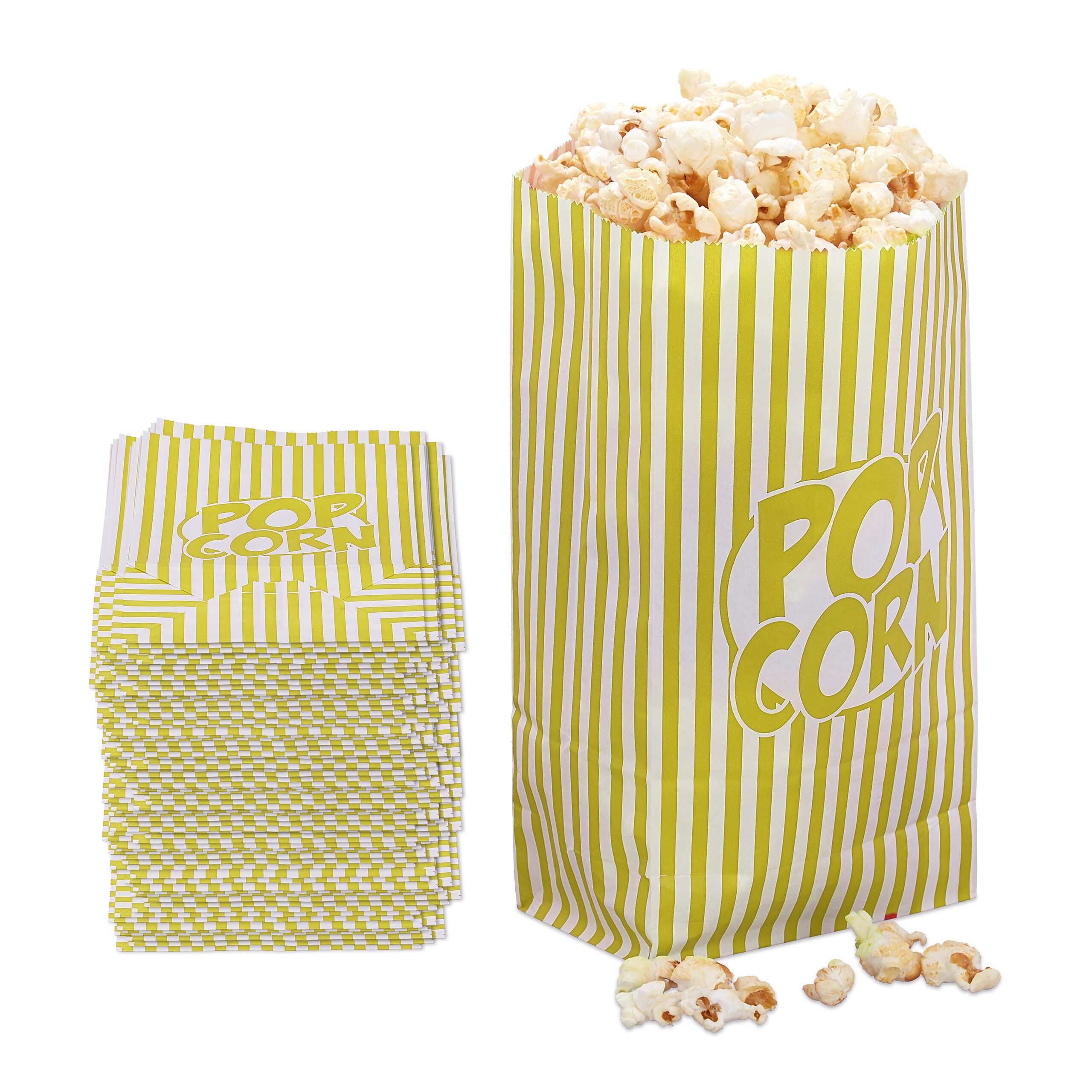 relaxdays Snackschale Retro Popcorntüten 144er Set, Papier, (144-tlg), gelb