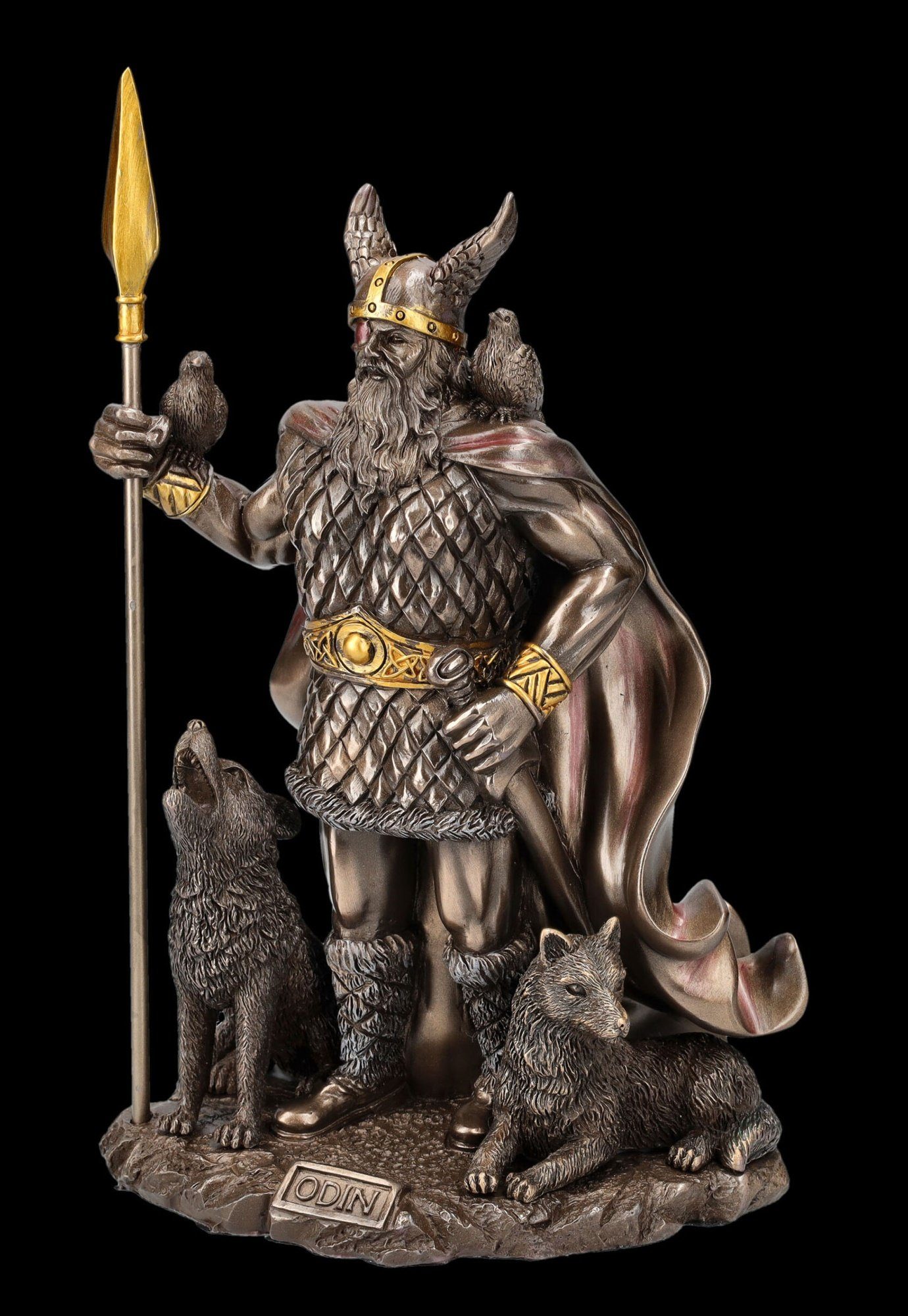 Figuren nordischer Wölfen mit Figur Deko Dekofigur Shop und Raben Odin stehend GmbH Gott Dekofigur