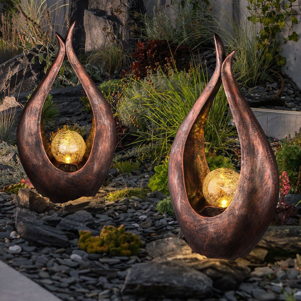 GLOBO LIGHTING Gartenleuchte, LED-Leuchtmittel fest verbaut, LED Solar Außen Deko Leuchte Glas Kugel Steh Leuchte Garten