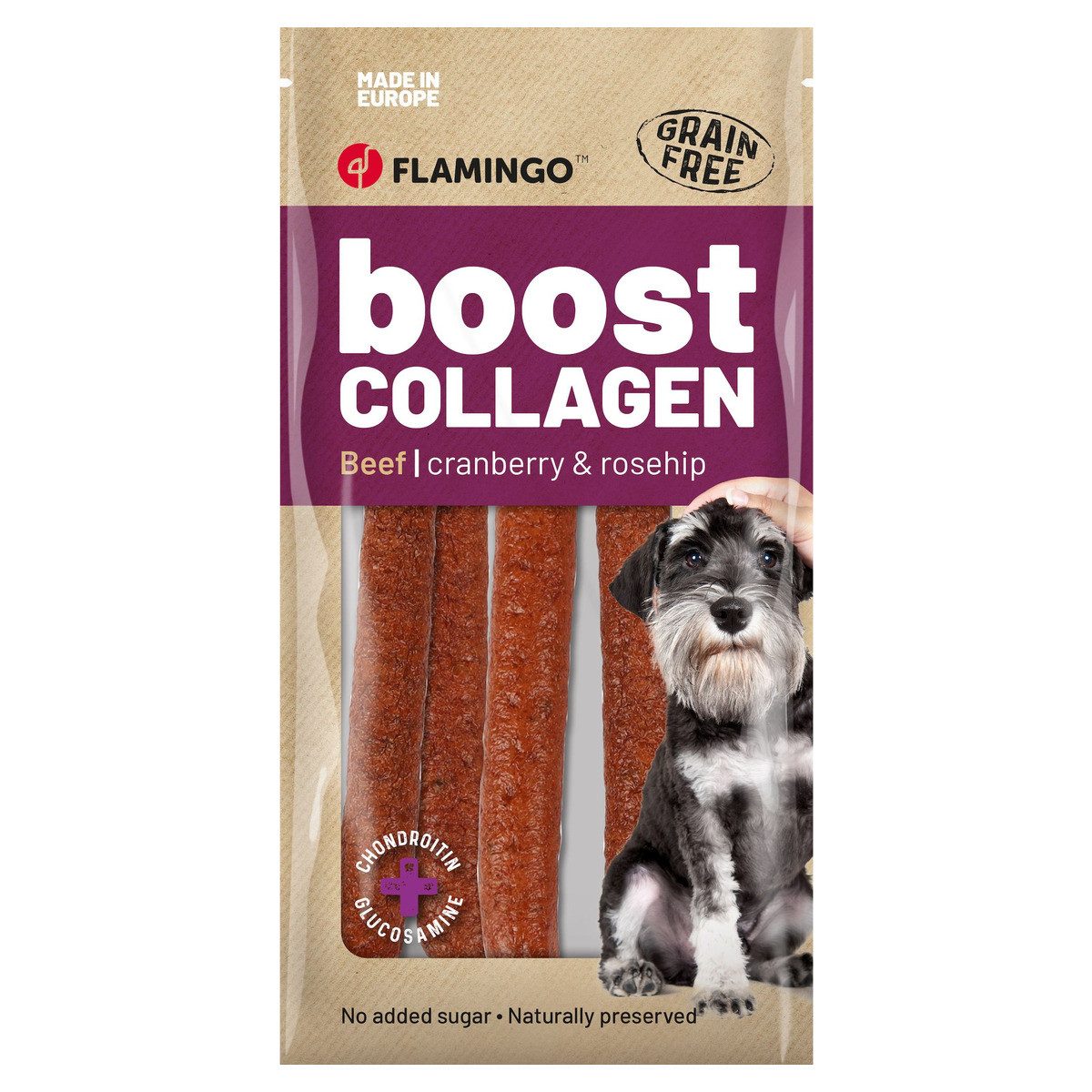 Flamingo Hundesnack Boost Wurst mit Rind & Kollagen 600 g, Snack für: Hund