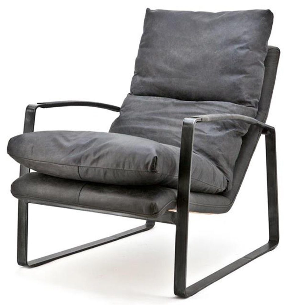 dunkelbraun Sessel Industrial Vintage Ledersessel Maison Style, ALEX Leder Leder Loungesessel ESTO