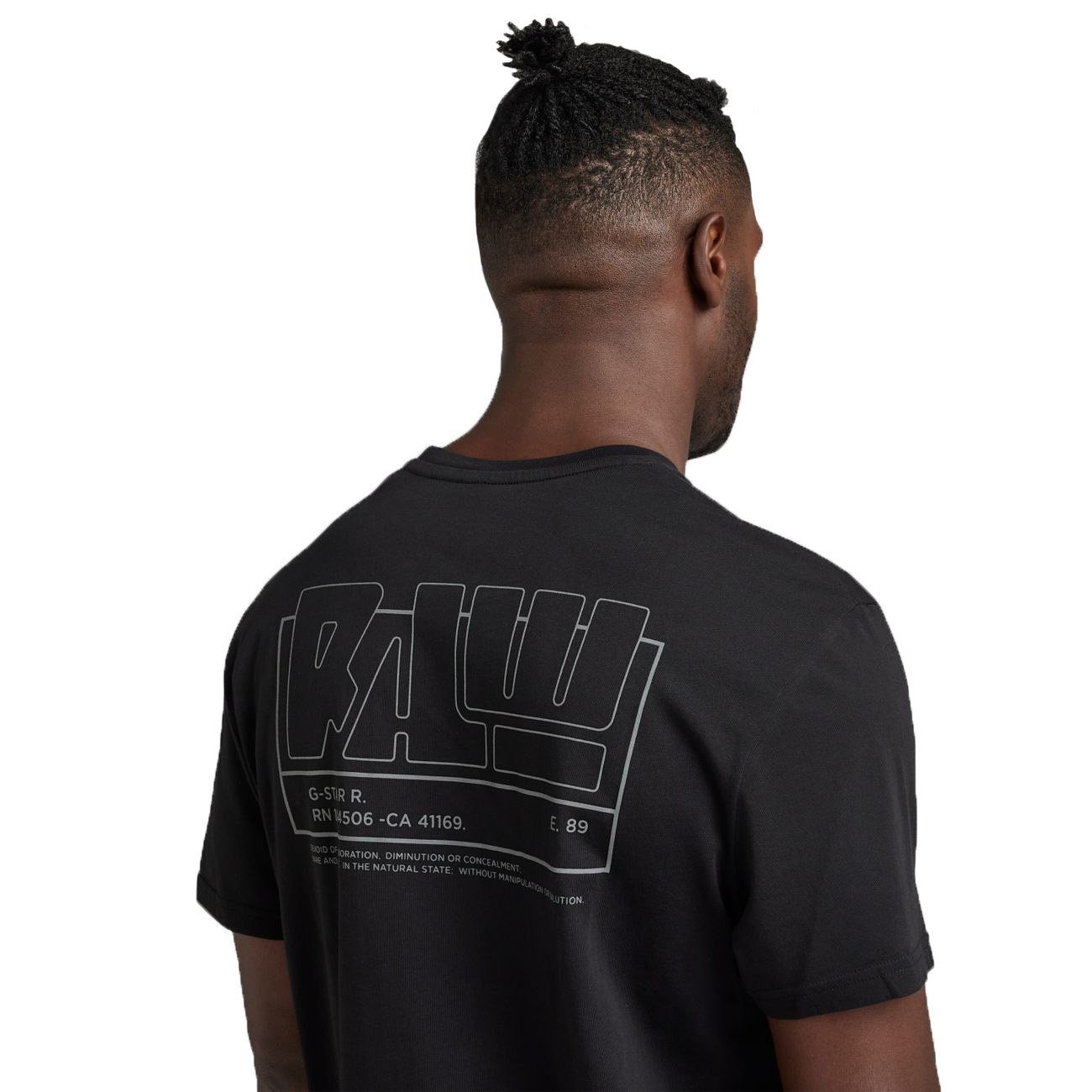 G-Star RAW Print-Shirt Back Black (1-tlg) r DK RAW Graphic t