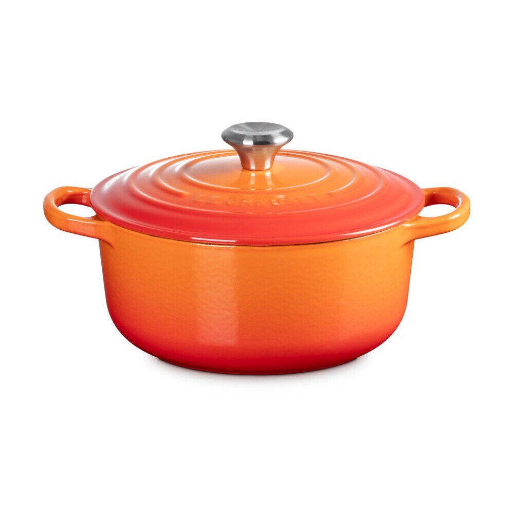 LE CREUSET Bräter Bräter mit Deckel 20 cm Signature Ofenrot, Emailliertes Gusseisen, Schmortopf, Cocotte, Bratentopf, ca. 2-3 Personen