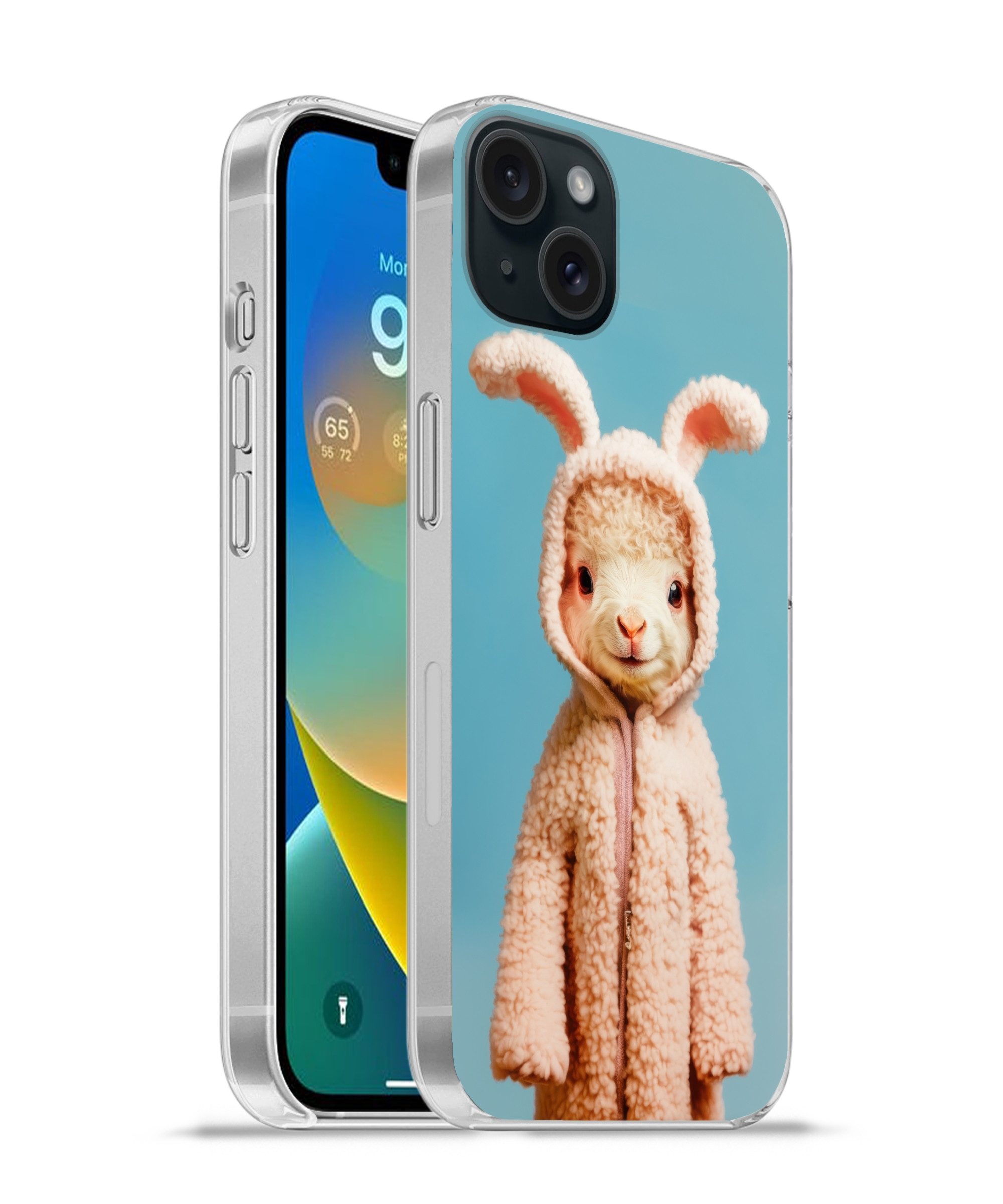 MuchoWow Handyhülle für Apple iPhone 15 Plus Lamm - Osterhase - Kostüm, Smartphone-Bumper, Print, Handy Schutzhülle Dünn