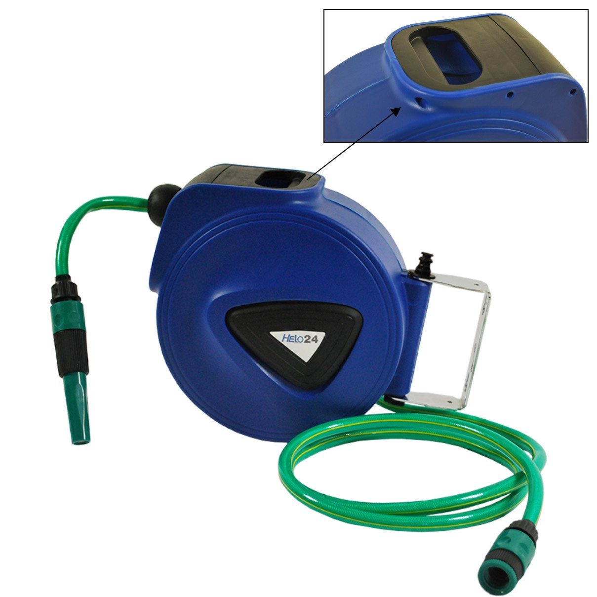 Schlauchtrommel LAGERWARE Wasserschlauchtrommel Schlauch blau Automatik 20m + 2m