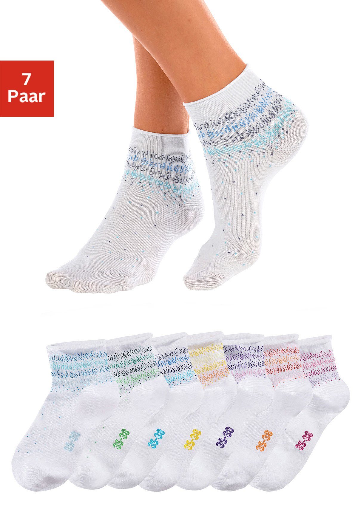 H.I.S Kurzsocken (Set, 7-Paar) mit Pünktchen weiß Muster