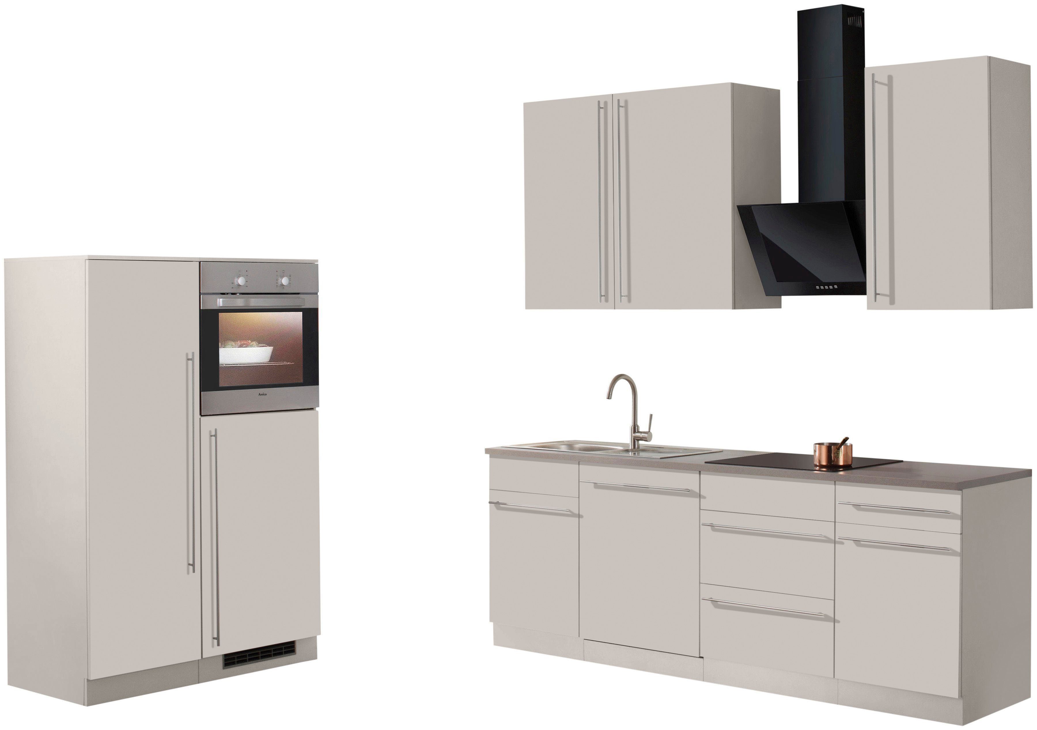 Küchenzeile wiho Küchen E-Geräten, Chicago, 330 cm mit Gesamtbreite