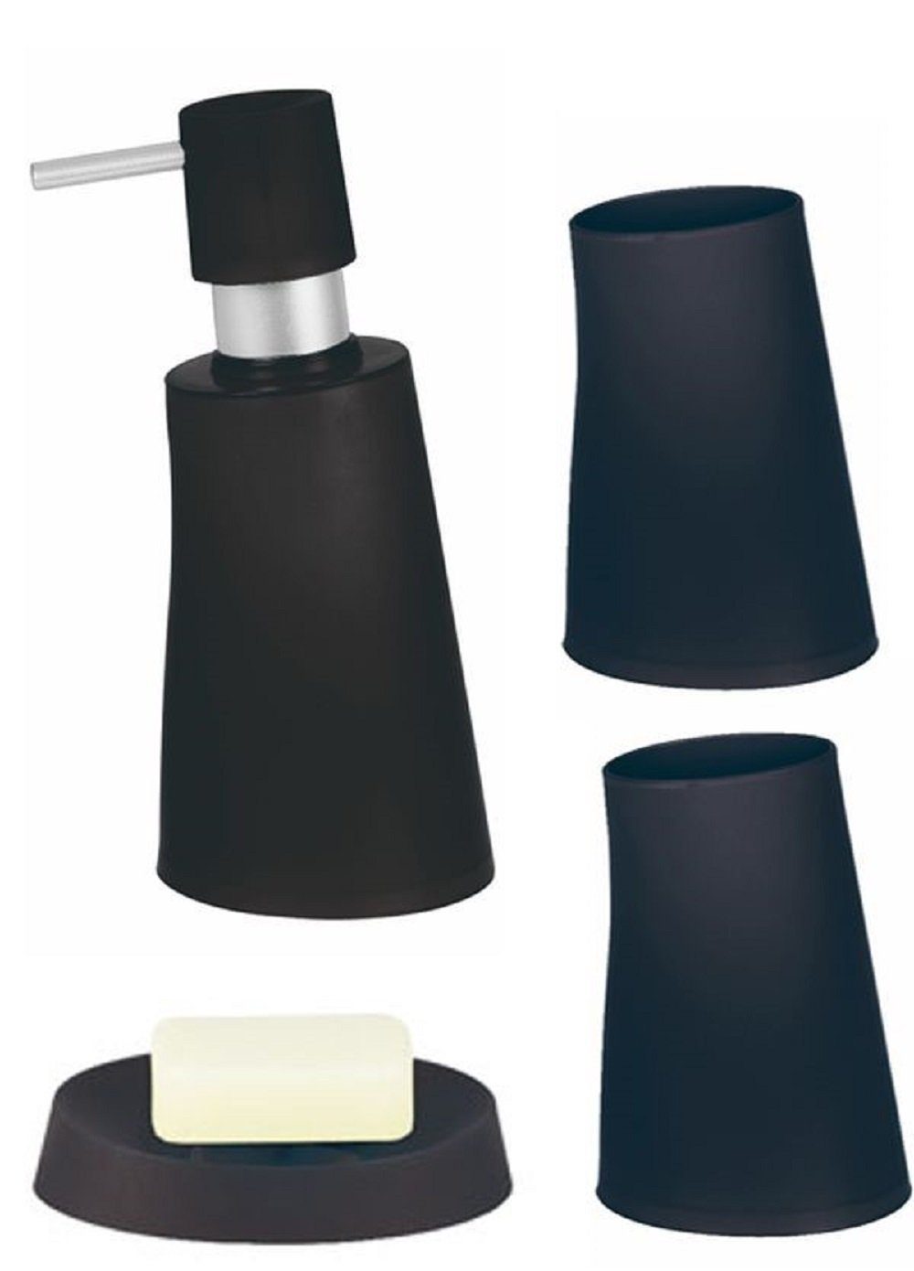 spirella Badaccessoires-Sets MOVE, Komplett-Set, 4 tlg., 4-tlg, Zubehör-Set, Kunststoff PP, Geschenk-Box, schwarz matt