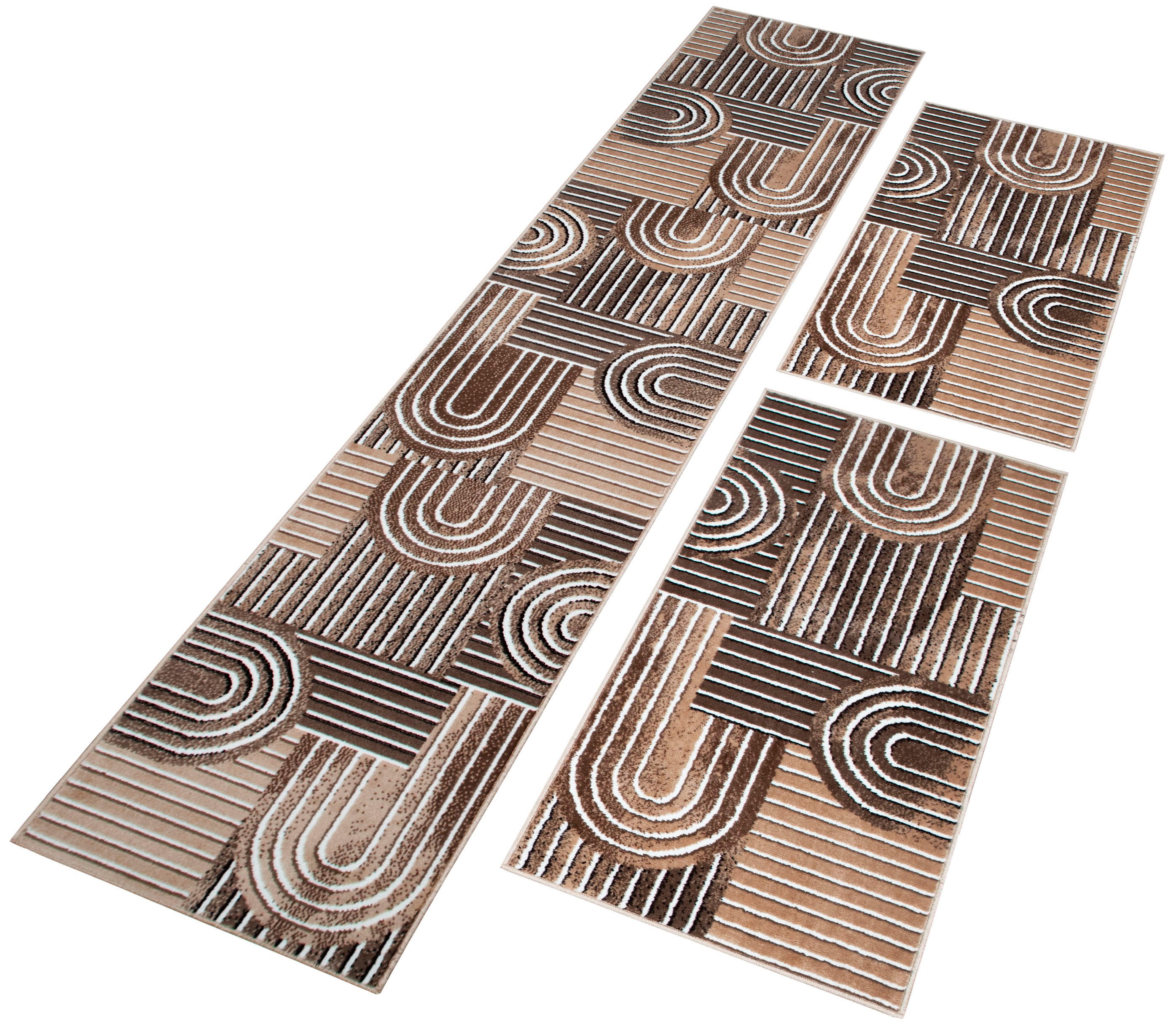 OTTO home Bettumrandung Lyssandra, Höhe 8 mm, (3-tlg), 3D-Effekt, softer Kurzflor, pflegeleicht, leichter Glanz, Scandi-Look