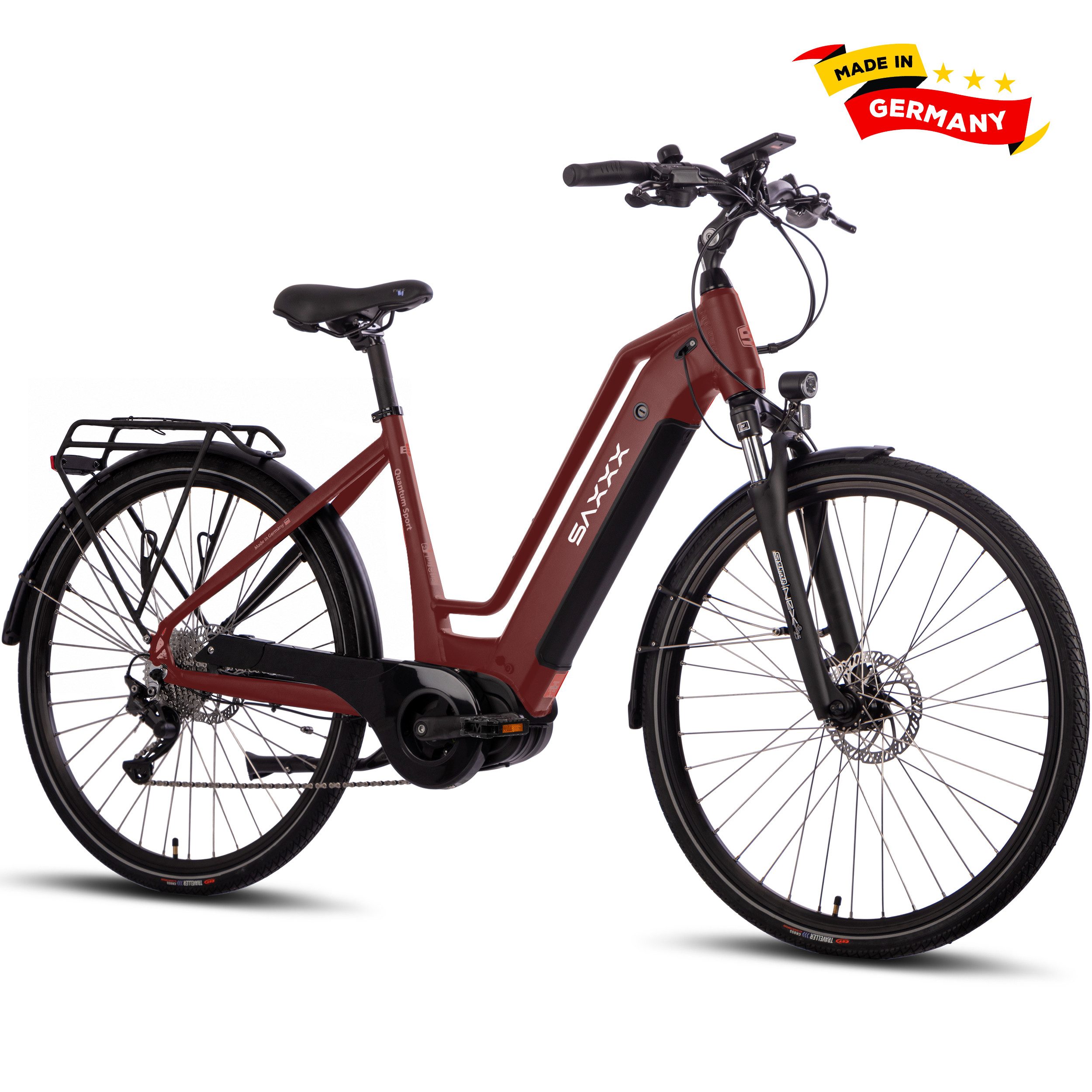 SAXXX E-Bike Cityrad 28 Zoll, 80Nm Mittelmotor, 100km, Elektrofahrrad für Damen Herren, 10 Gang SHIMANO Deore Schaltwerk, Kettenschaltung, Mittelmotor, 540 Wh, (Für Stadt, Arbeitsweg und Freizeit, 95 % vormontiert), Trekkingrad, 5 Stufen und Anfahrhilfe, Trapezrahmen, Hydraulikbremsen