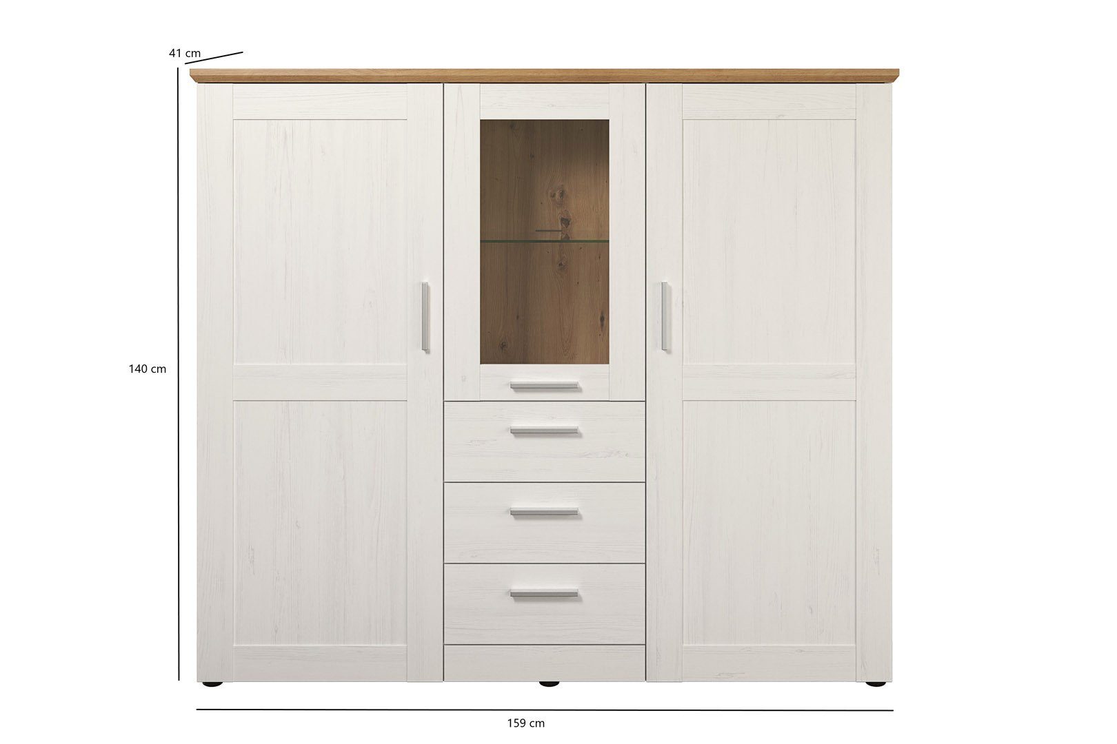 ebuy24 Sideboard Shade Highboard 3 Türen, 3 Schubladen Pine weiß De