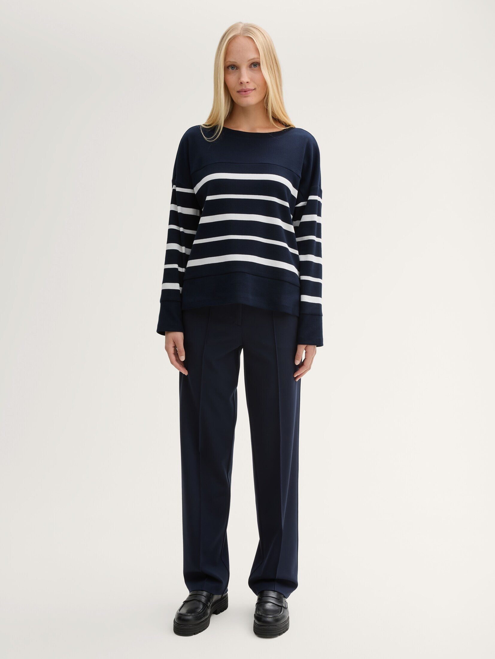 TOM TAILOR Langarmshirt T-Shirt Ripp Langarmshirt mit Streifenmuster