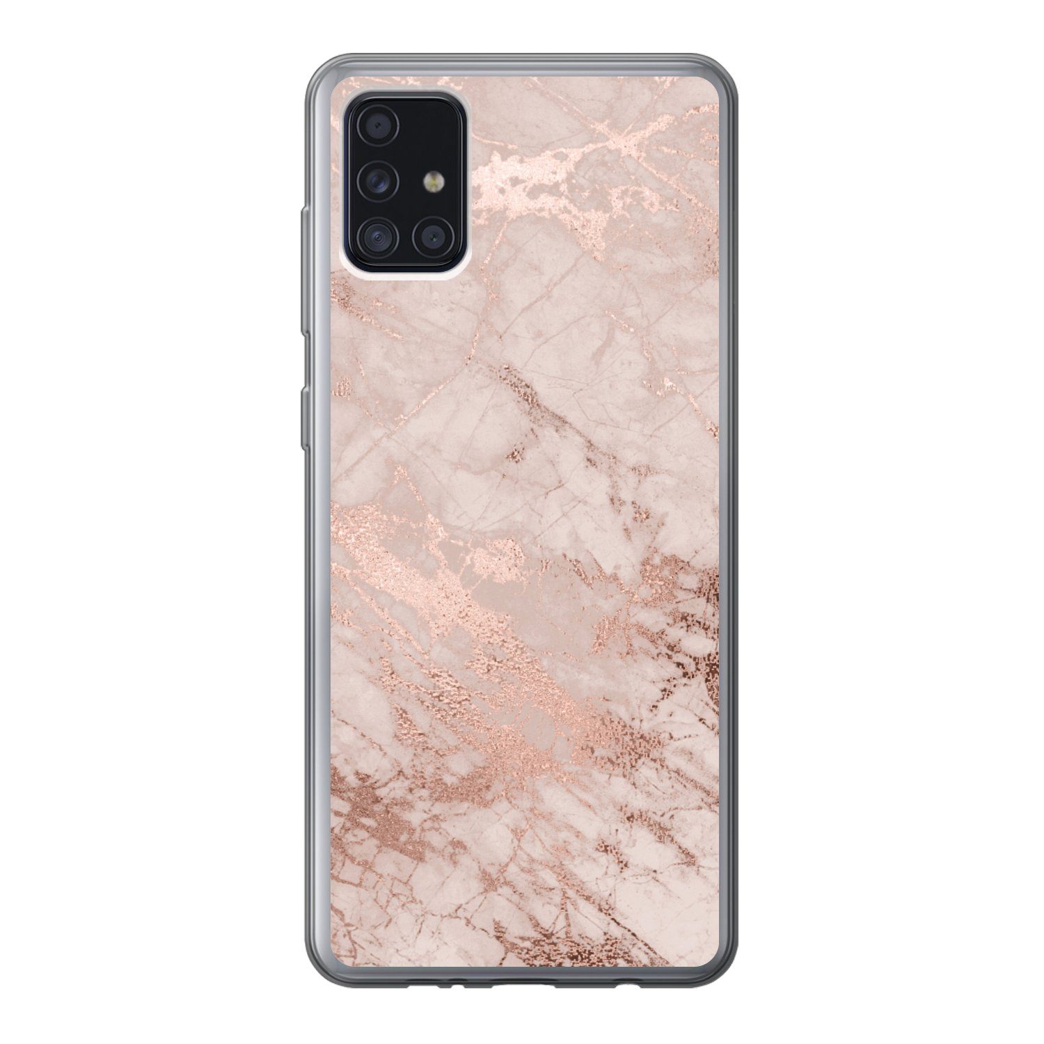 MuchoWow Handyhülle für Samsung Galaxy A52 5G Marmor - Rosa - Luxus - Marmoroptik - Glitze, Smartphone-Bumper, Print, Handy Schutzhülle Dünn