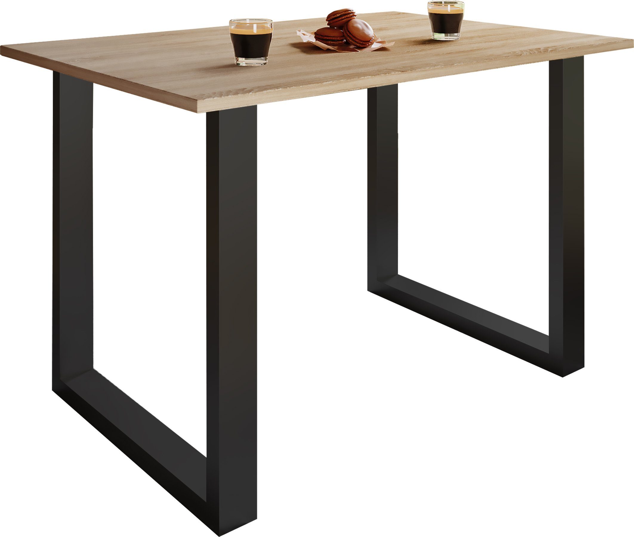 VCM Esstisch Küchentisch Xona H. 76 x B. 140 x T. 50 cm, Holzesstisch, hochwertiges und massives Fußgestell, Füße aus Eisen