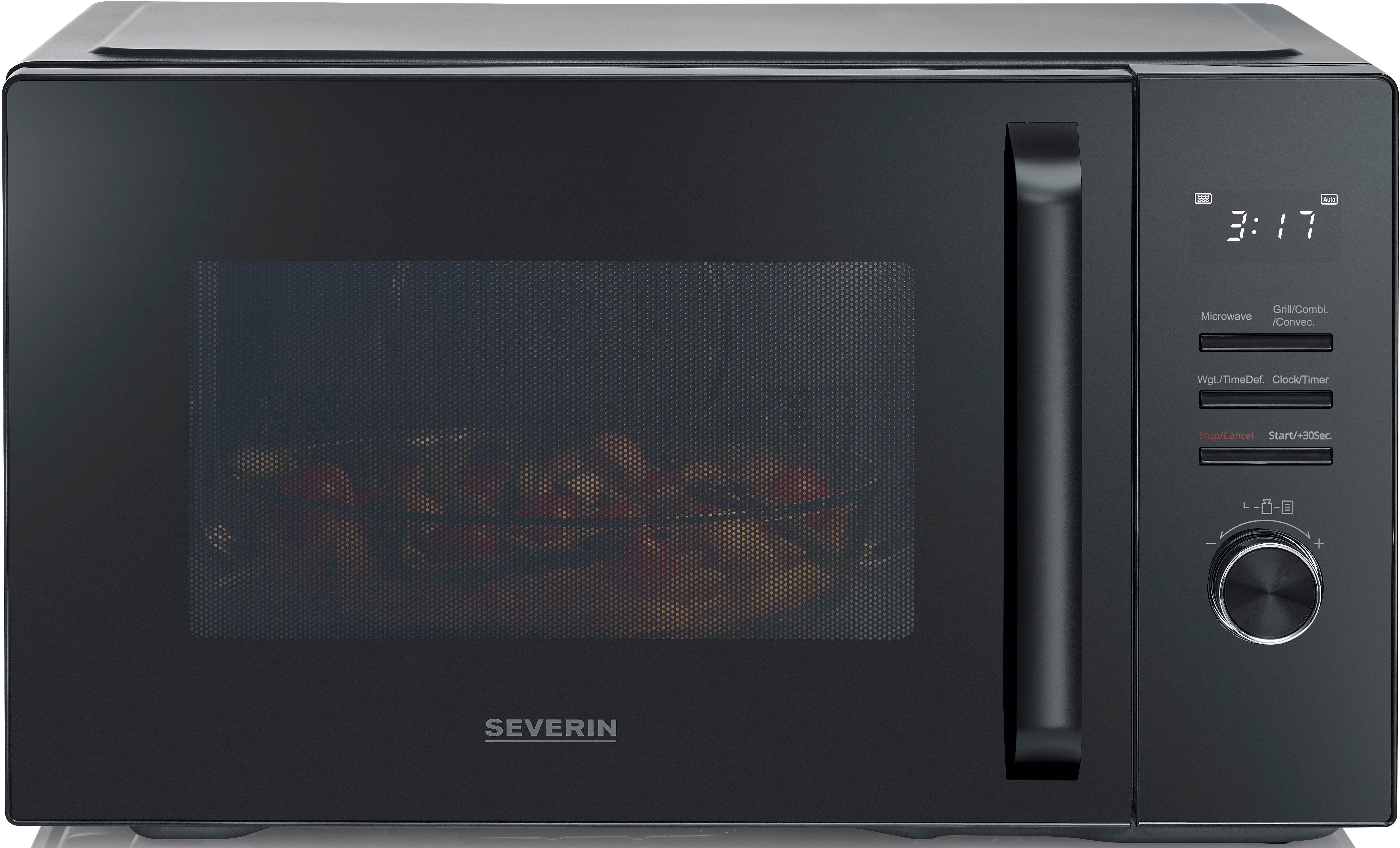 Severin Mikrowelle MW 7798, Grill, Grill und Heißluft, Heißluft, Mikrowelle, 29 l, mit Grill- & Heißluftfunktion, schwarz, Glasdrehteller, 95 min. Timer