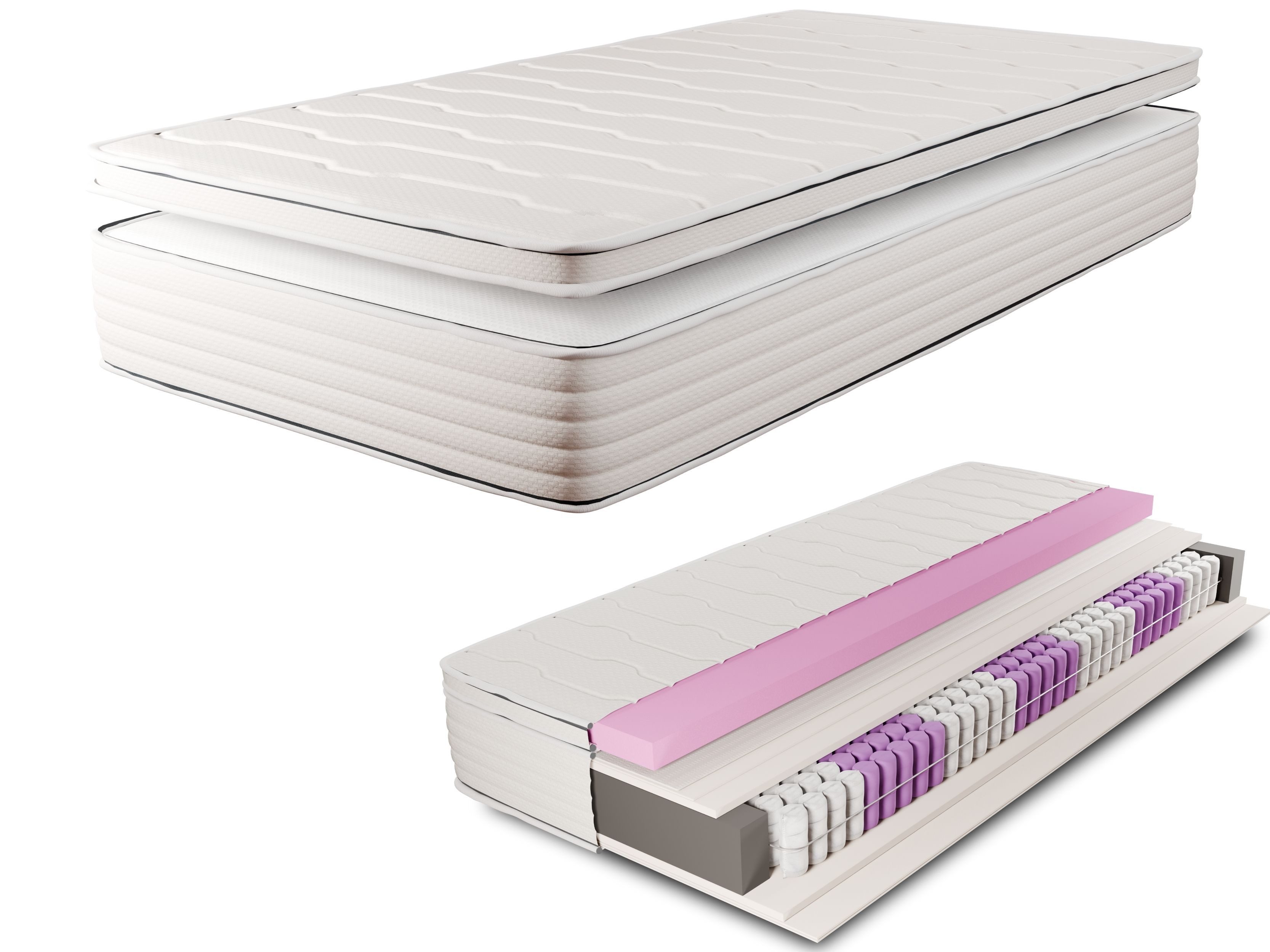 Taschenfederkernmatratze AH26 NORM Fleks Boxspring-Matratze 26 cm mit Abnehmbarem TOPPER, ARGAHOME, 26 cm hoch, 2‑in‑1 Boxspring Matratze + abnehmbarer Komfort-Topper