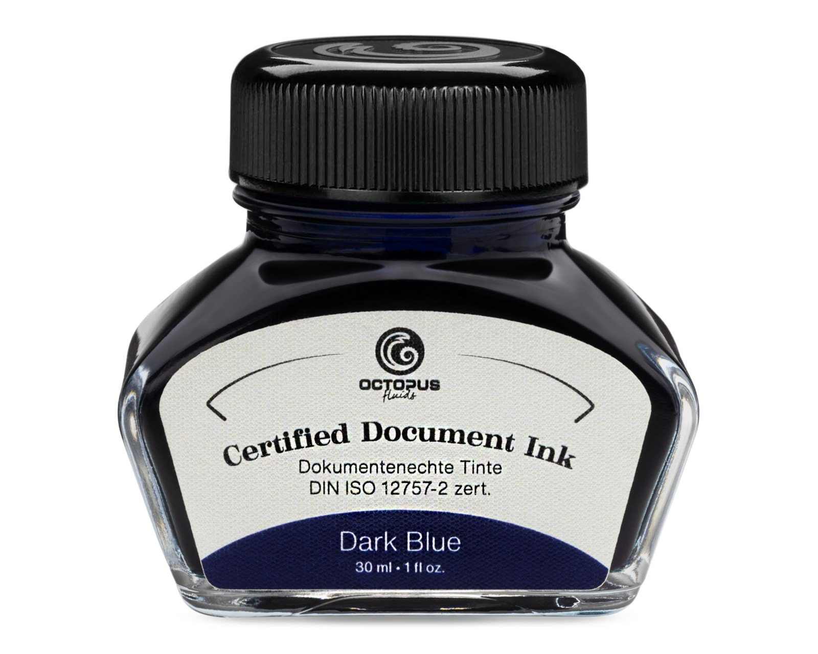 OCTOPUS Fluids Document Ink dark blue, dokumentenechte Tinte, DIN ISO 12757-2, 30ml Tintenglas (30 ml, 1-tlg., pigmentiert)