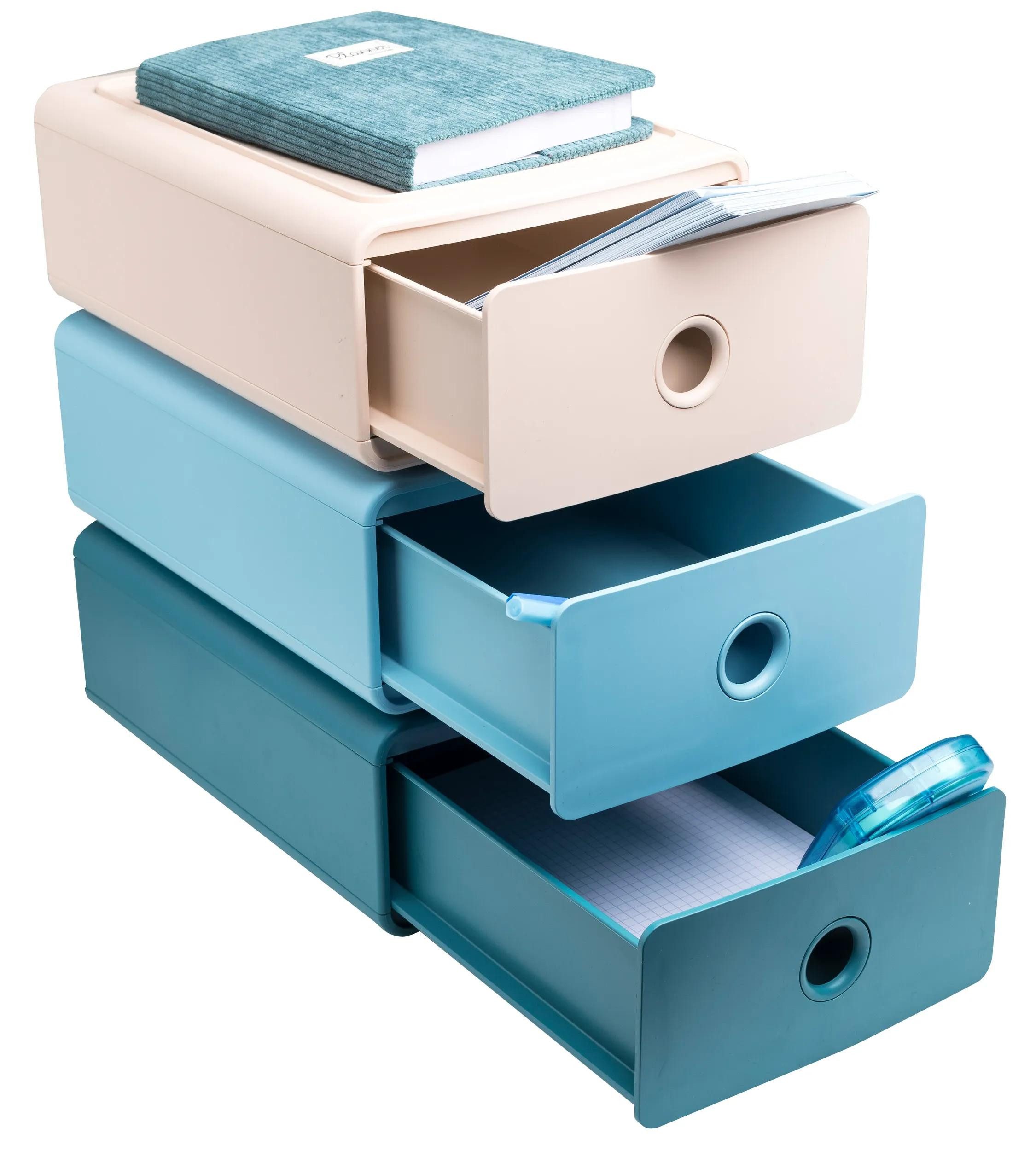 EXACOMPTA Aufbewahrungsbox 3x Ablagemodul Tiny Box, 1 Schublade, Skandi - Farben sortiert 315406D, Boxen stappelbar