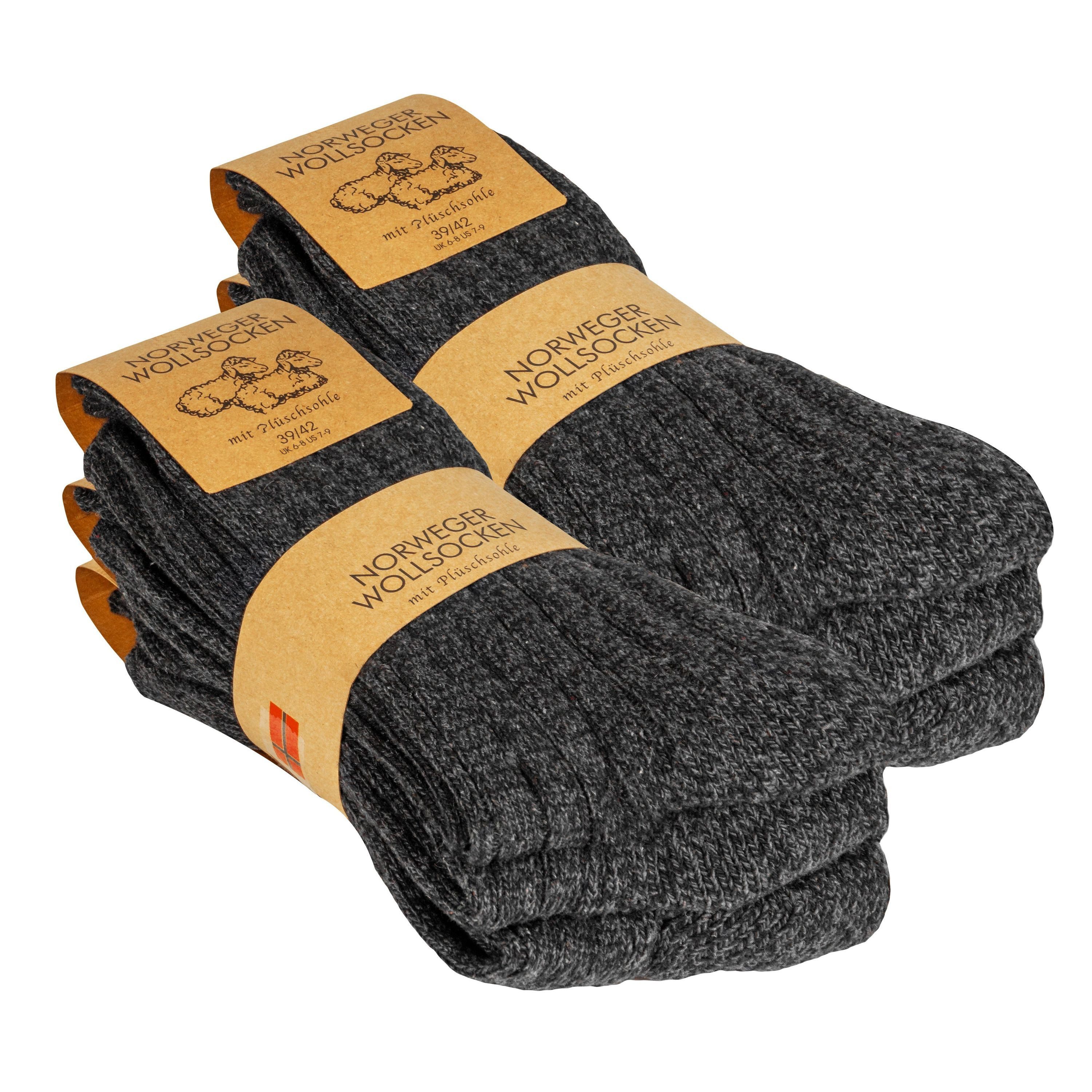 TEXEMP Norwegersocken 6 Paar Wollsocken Norweger Socken Wintersocken Herren & Damen Warm (Packung, 6-Paar, 6er-Pack) Plüschsohle & Komfortbund