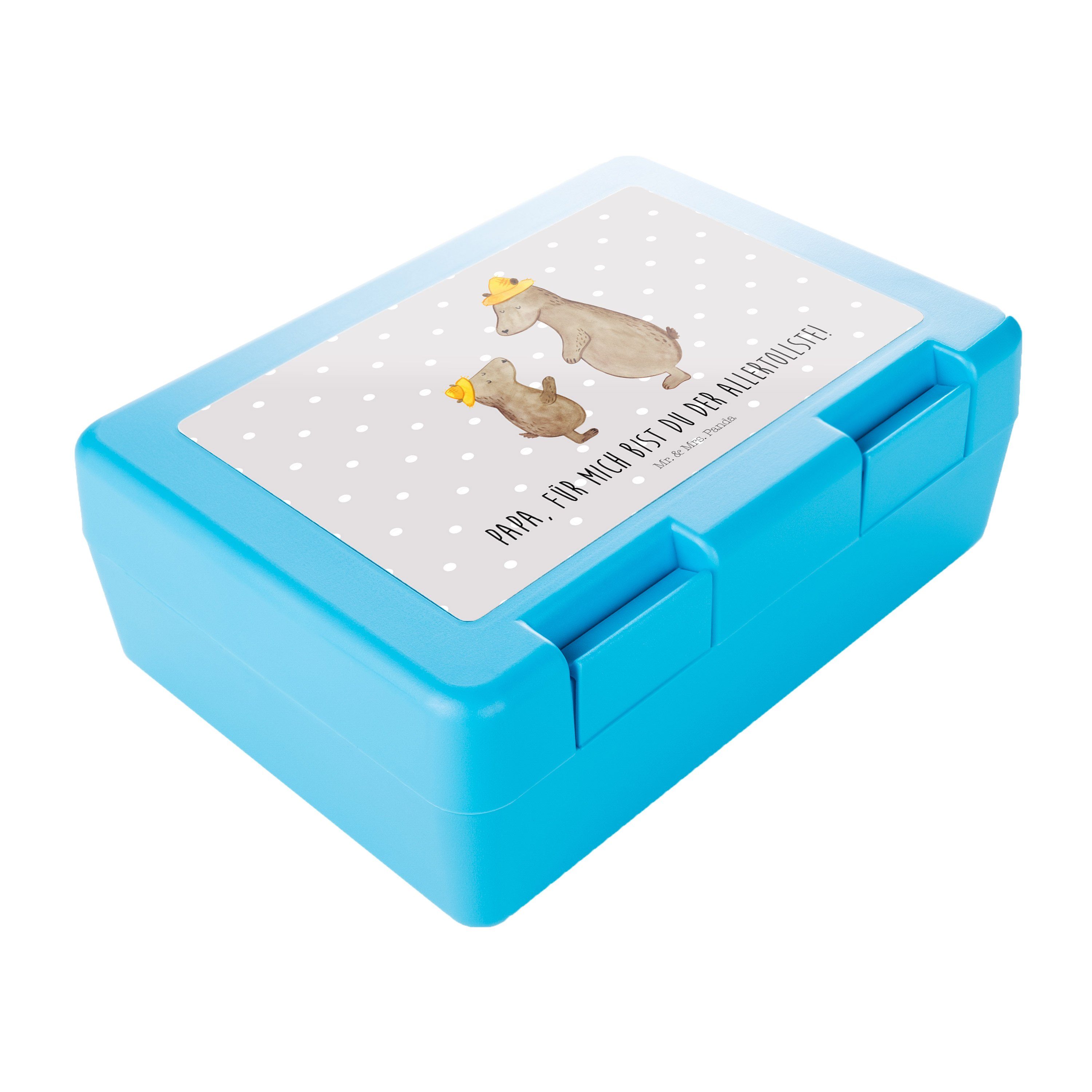 Grau Bären Butterdose Kunststoff, Brotzeitbox, Geschenk, Panda & Premium Hut (1-tlg) - mit Mrs. Daddy, - Mr. Familie, Pastell