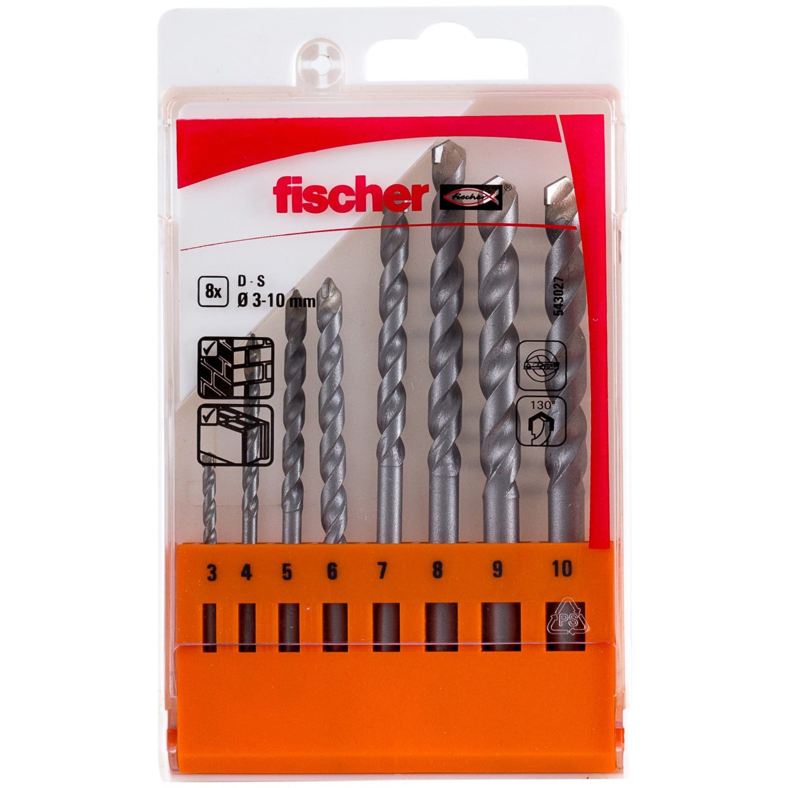 Fischer Betonbohrer Fischer Steinbohrer D-S Set 3-10mm 8tlg. - 543027