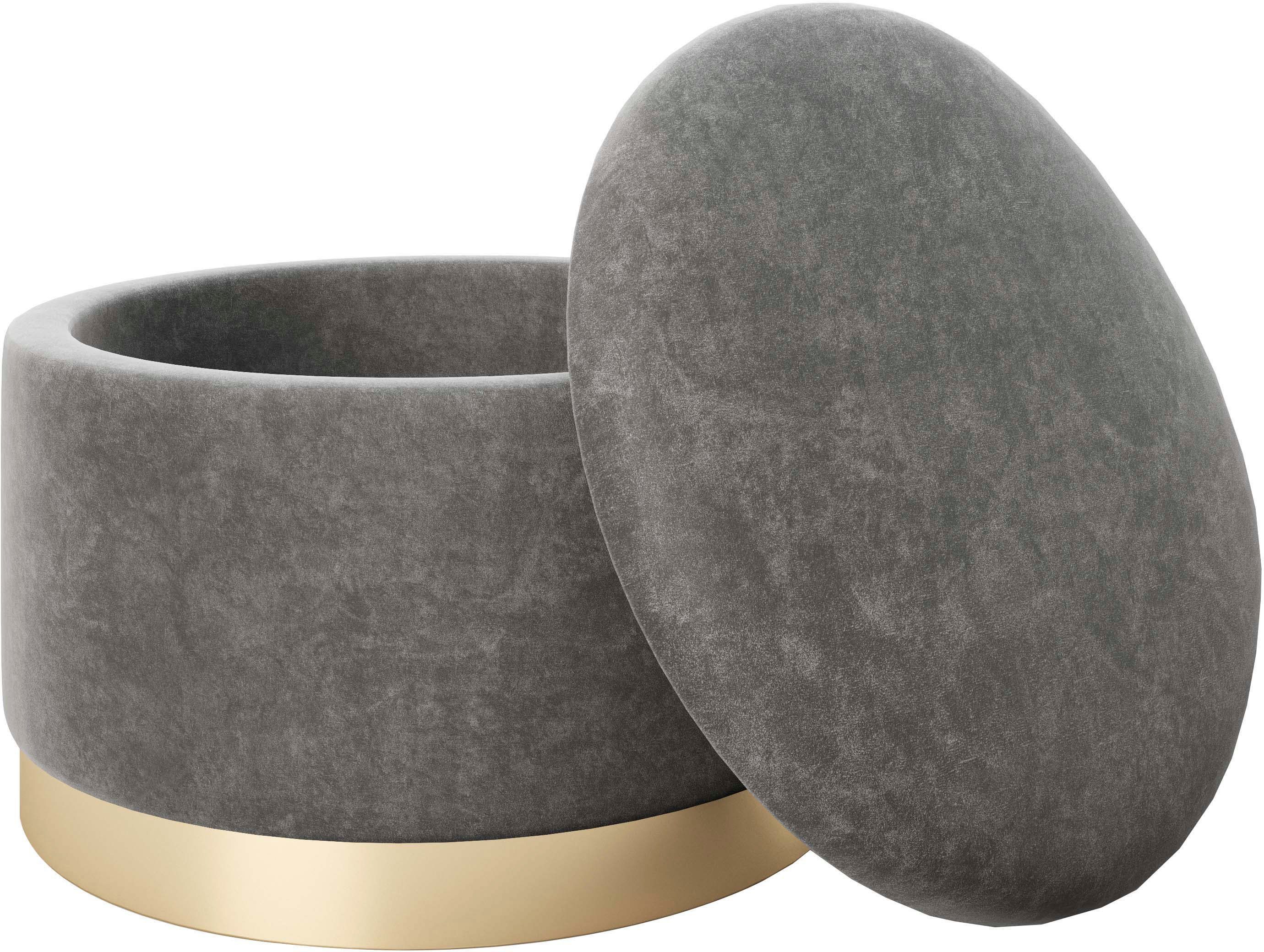 PLAYBOY Pouf SUE, Abnehmbarer Deckel, innen Stauraum für Decken, Kissen und Sonstiges