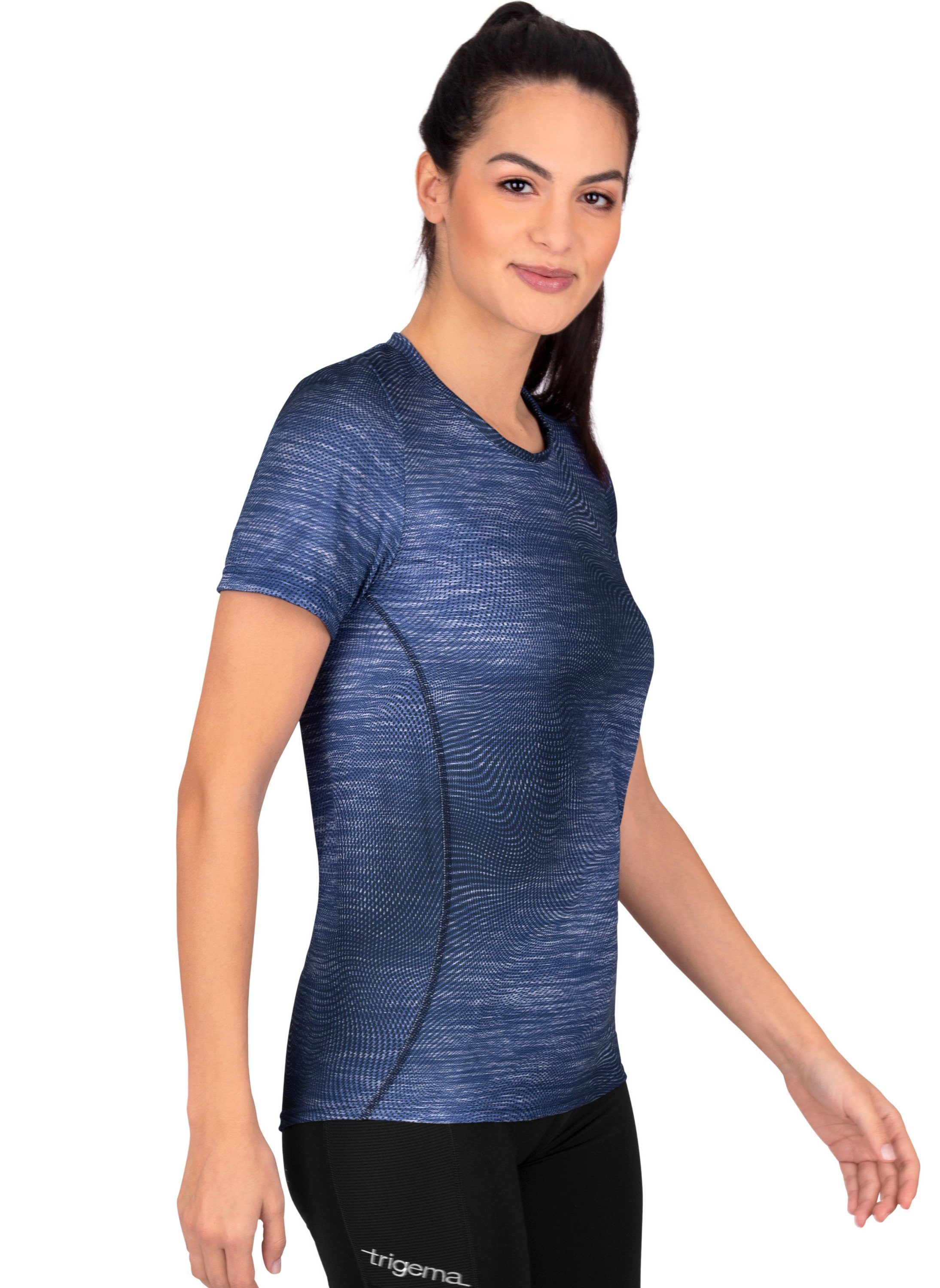 [Teures Material] Trigema T-Shirt TRIGEMA COOLMAX® Sportshirt electric-blue modischem mit Druck