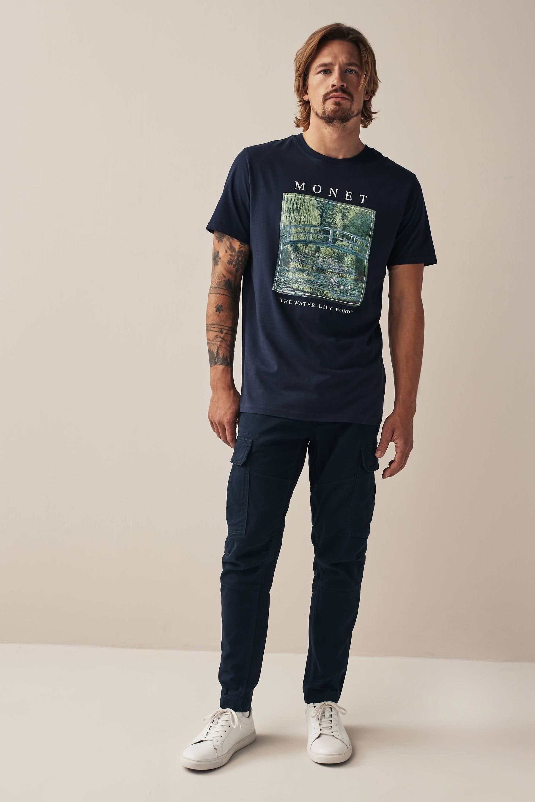 mit T-Shirt Blue Navy (1-tlg) Keith Haring-Print Monet T-Shirt Next