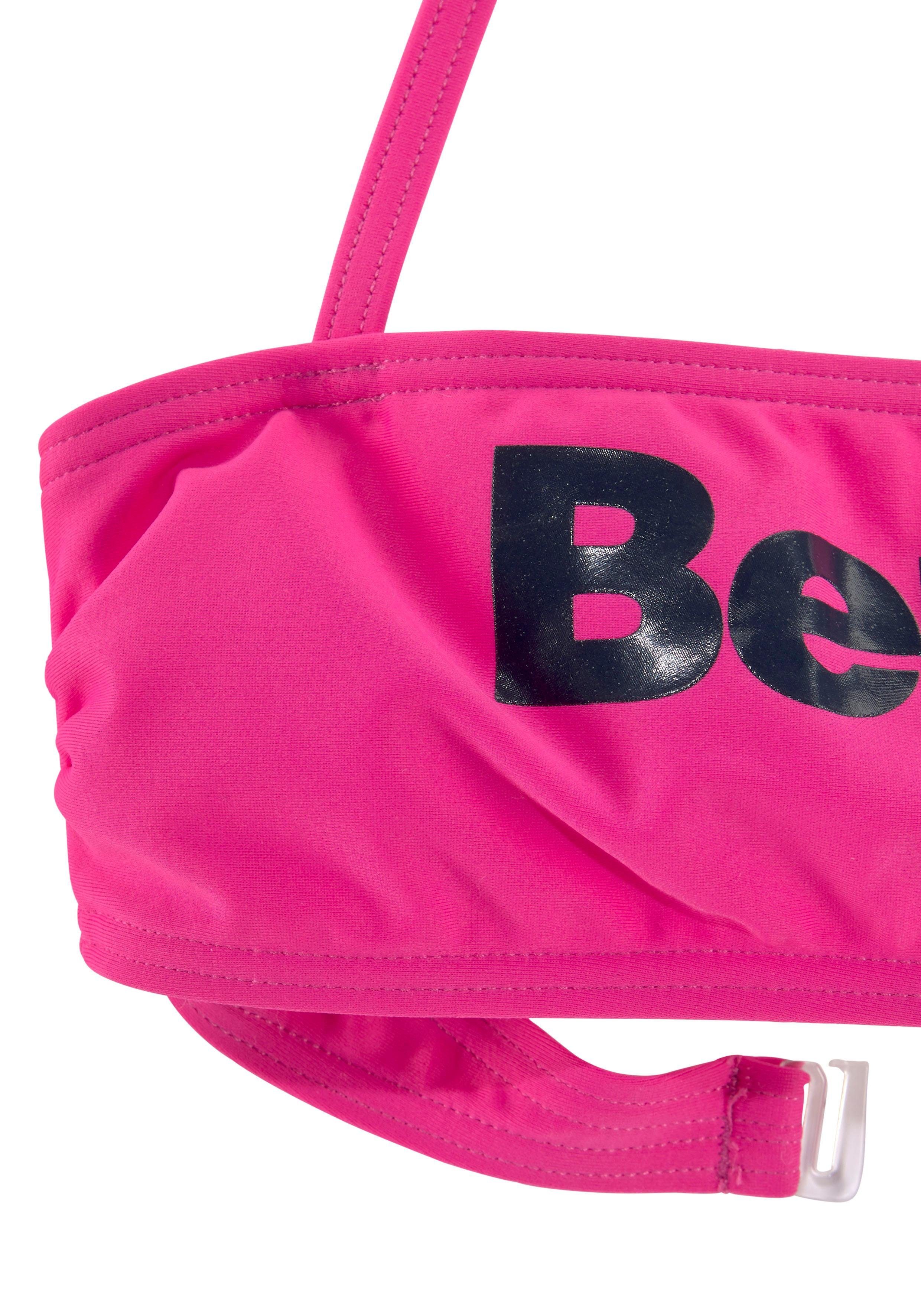 Bandeau-Bikini Logoprint pink-marine großem mit Bench.