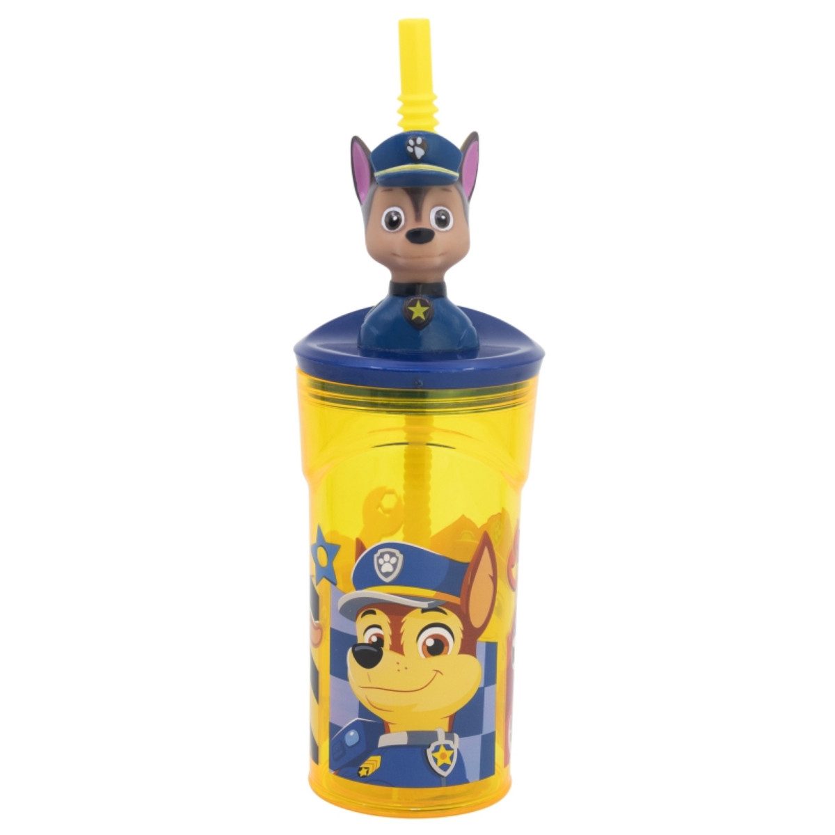 PAW PATROL Trinkflasche Becher 3D Kindertrinkbecher 360 ml mit Strohhalm & Figurdeckel