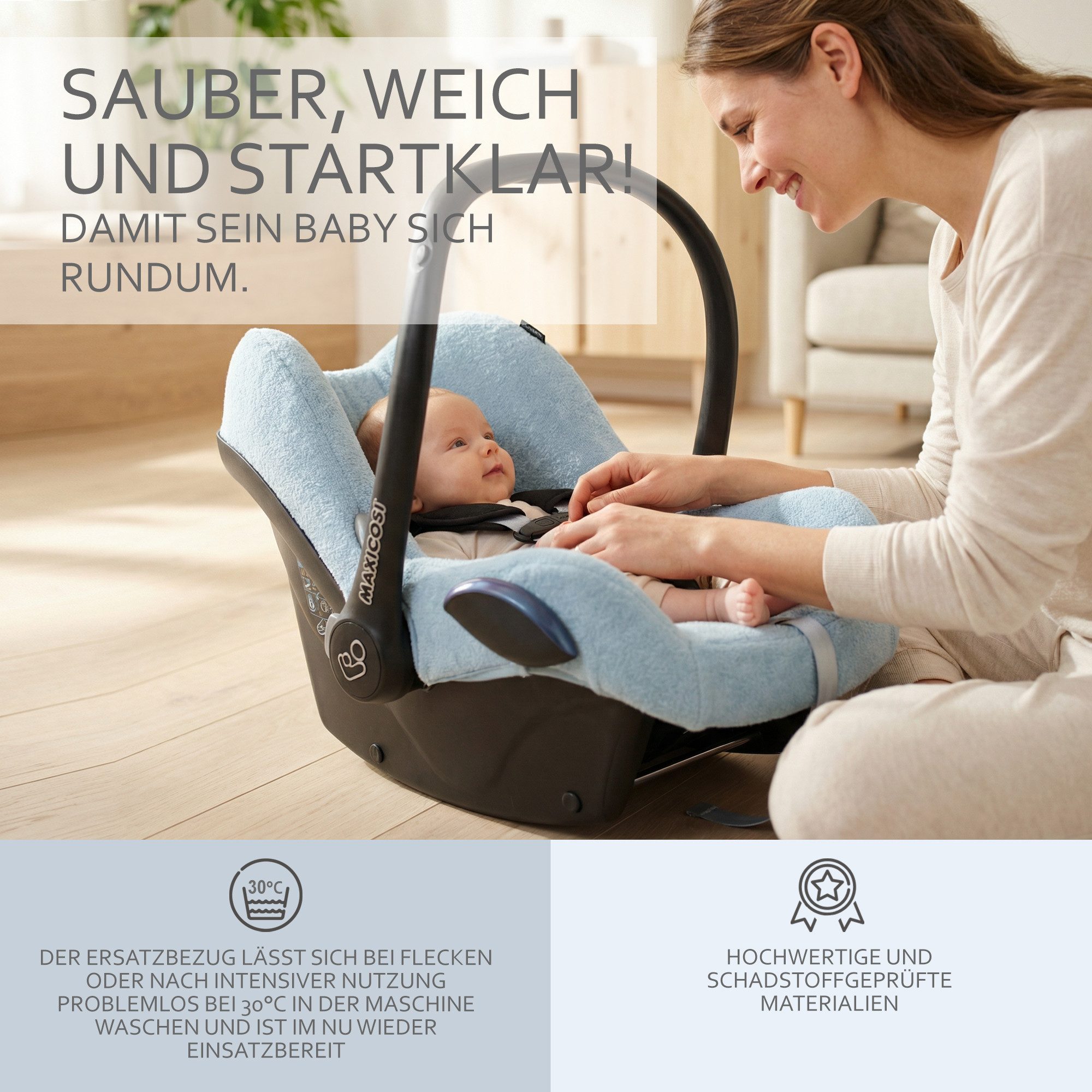BambiniWelt by Rafael K. Babyschale Sommerbezug Bezug aus Frottee kompatibel mit Maxi Cosi CabrioFix + GP, ab: Geburt, bis: 14 Monate
