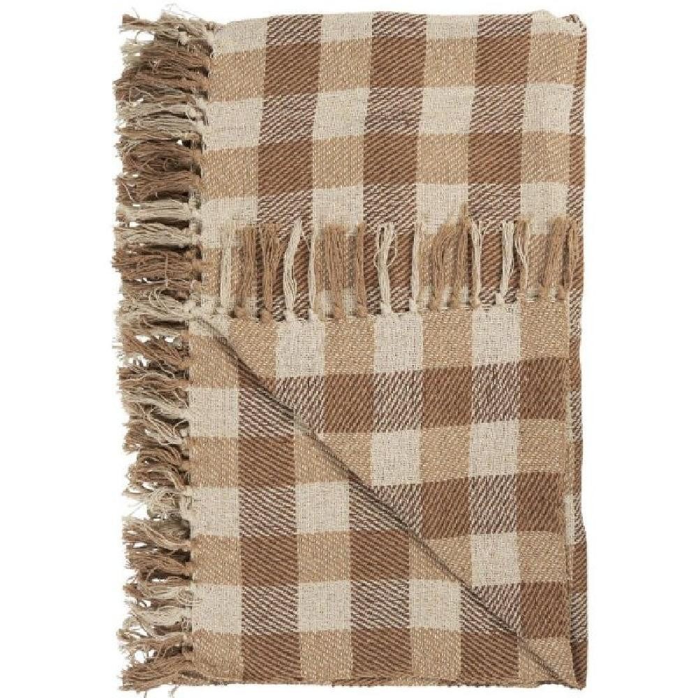 Wohndecke Ib Laursen Plaid Decke mit Karomuster Natur Braun (130x160cm), Ib günstig online kaufen