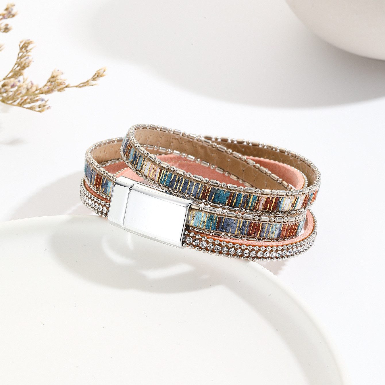 THE FASHION HOUSE Lederarmband Funkelndes Damen Lederarmband mit Glitzer, - günstig online kaufen