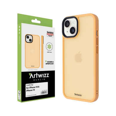 Artwizz Backcover IcedClip, Matte Schutzhülle mit transluzenter Rückseite, Orange, iPhone 14, iPhone 13